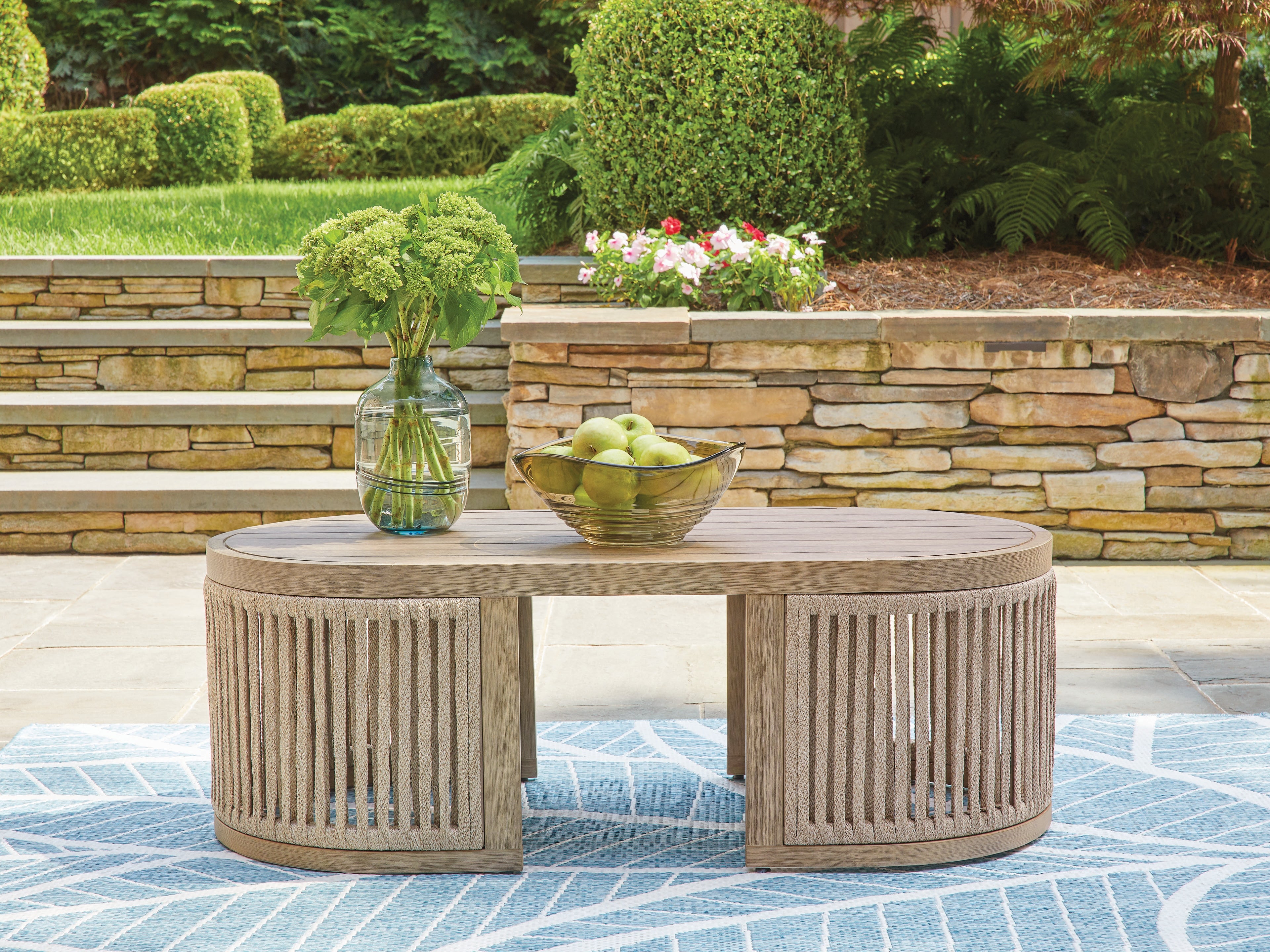 3 Brothers Decor - Ashley Furniture - Serena Shores Outdoor - Rectangular Cocktail Table / Beige - PCP604-701