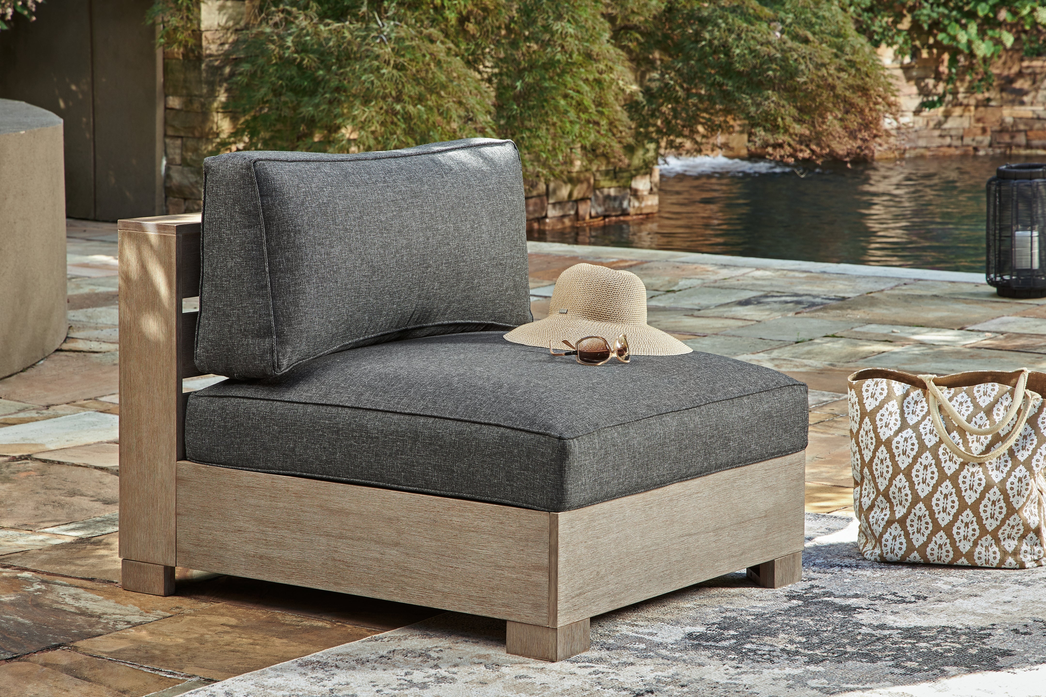 3 Brothers Decor - Ashley Furniture - Citrine Park Outdoor - Armless Chair w/Cushion (1/CN) / Brown/Charcoal - P660-846