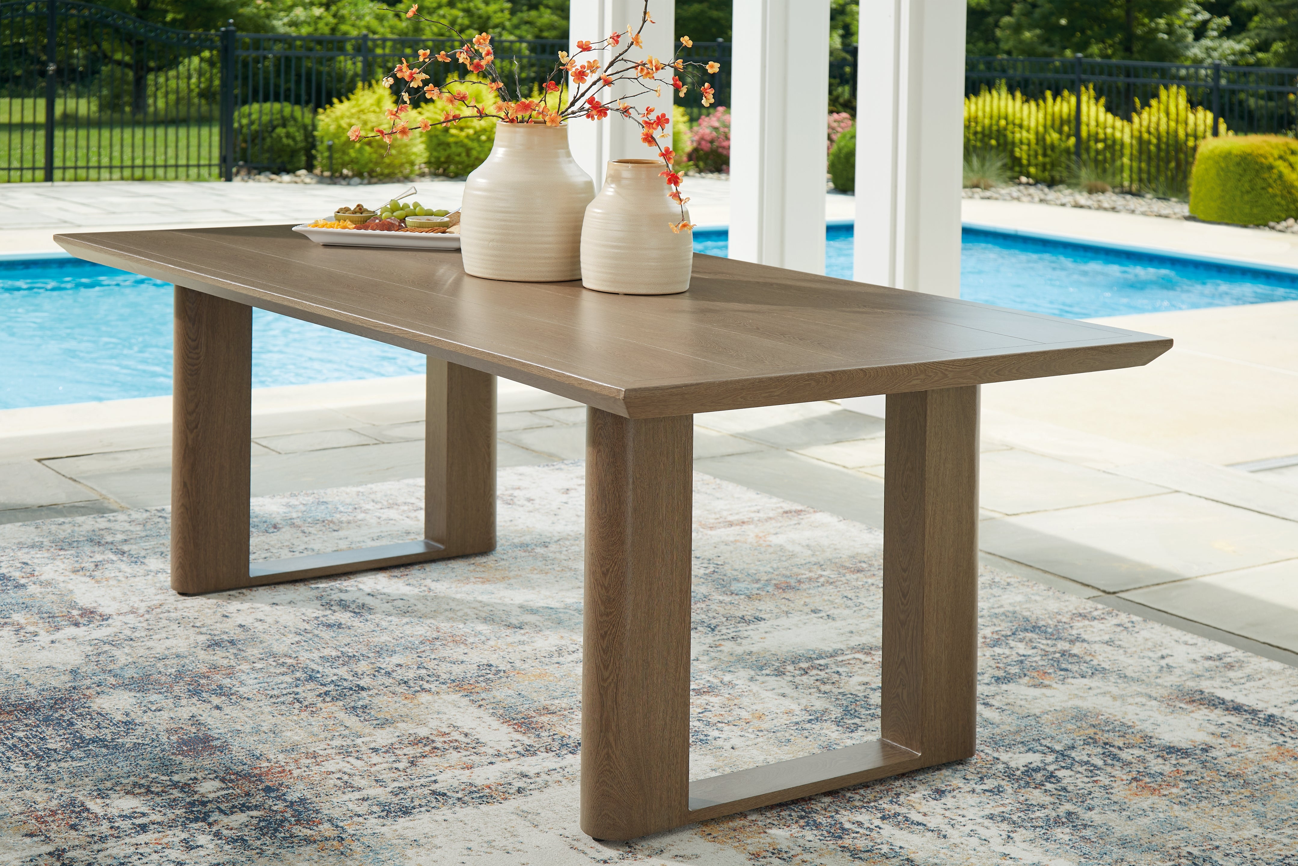 3 Brothers Decor - Ashley Furniture - Serene Bay Outdoor - RECT Dining Table w/UMB OPT / Dark Brown - P671-625