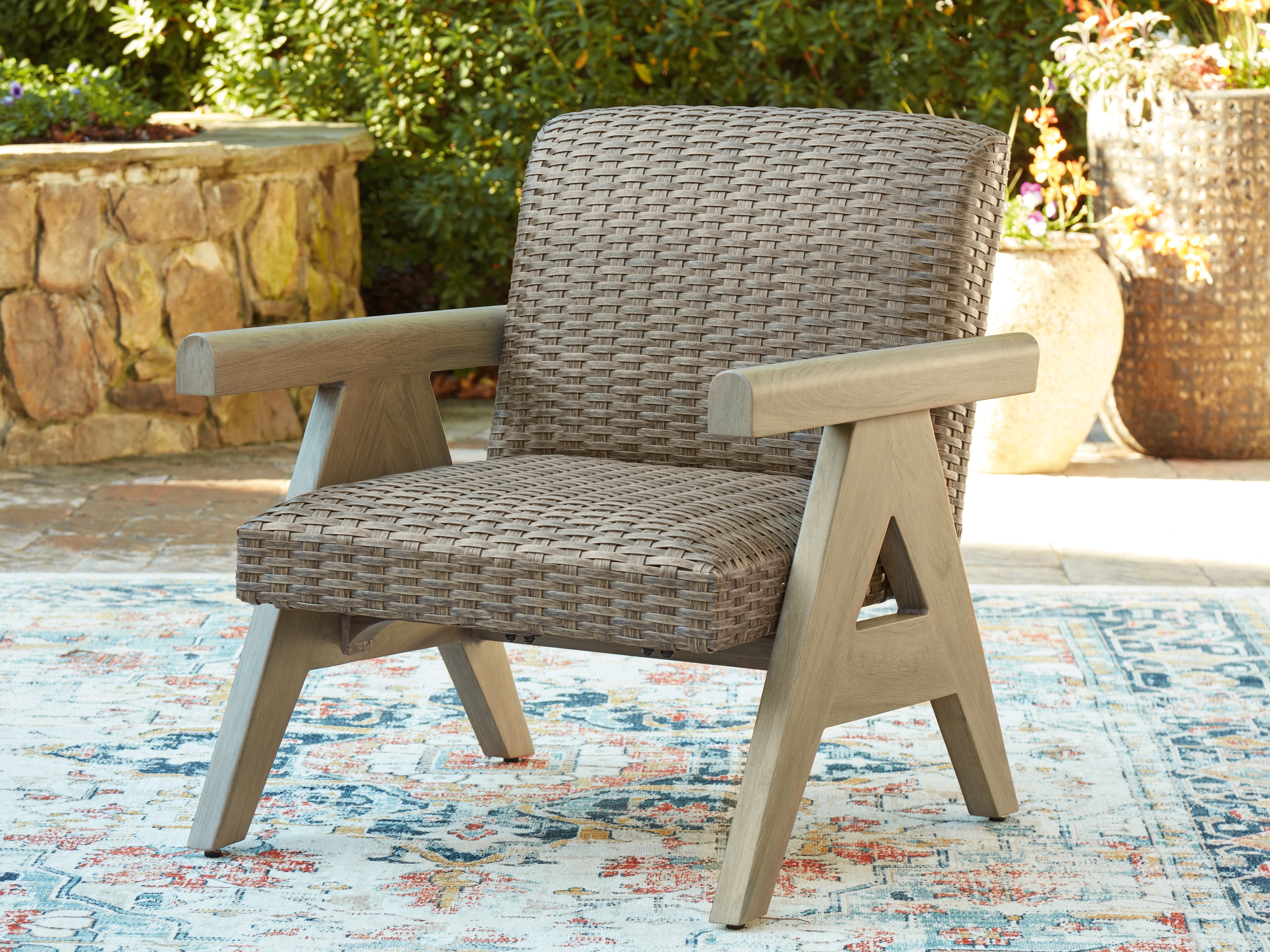 3 Brothers Decor - Ashley Furniture - Cliff Trails Outdoor - Rocking Lounge Chair / Beige - PCP690-821