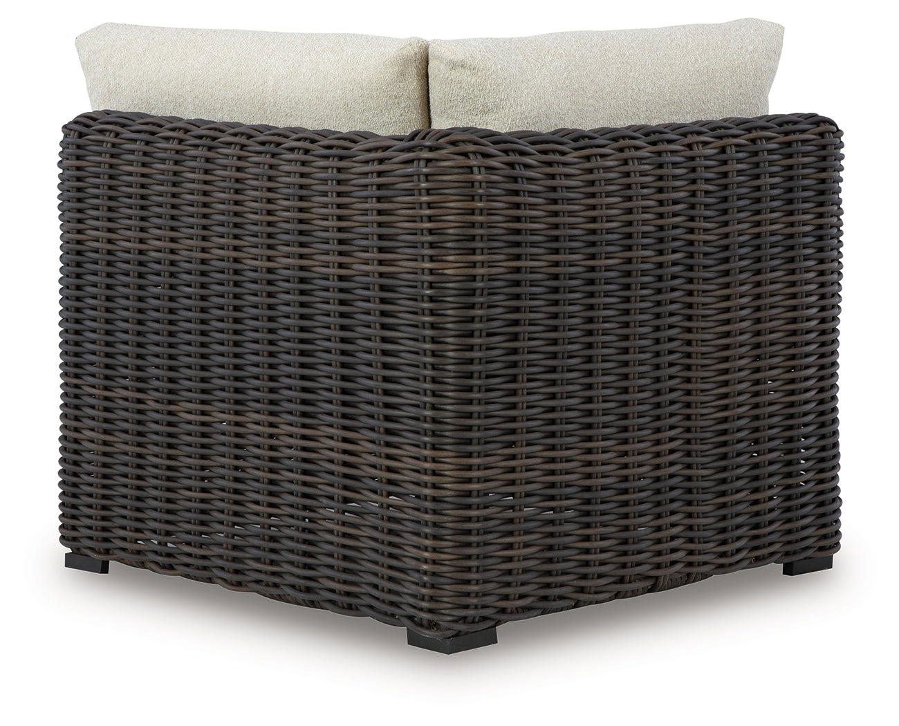 3 Brothers Decor - Ashley Furniture - Kimora Outdoor - Corner with Cushion / Beige/Dark Brown - P711-877