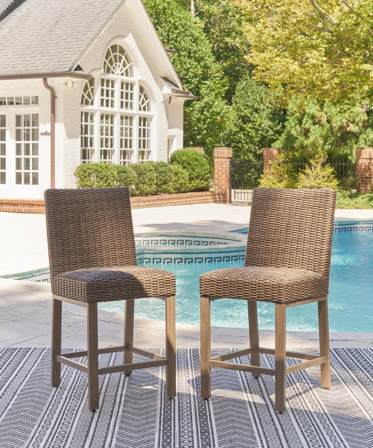 3 Brothers Decor - Ashley Furniture - Walton Bridge Outdoor - Barstool (Set of 2) / Driftwood - P749-130