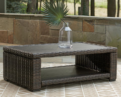 3 Brothers Decor - Ashley Furniture - Grasson Lane Outdoor - Rectangular Cocktail Table / Brown - P783-701