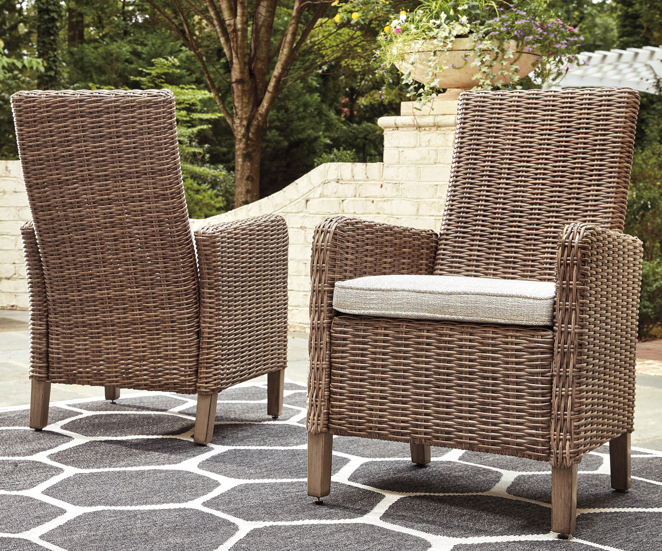 3 Brothers Decor - Ashley Furniture - Beachcroft Outdoor - Arm Chair With Cushion (Set of 2) / Beige - P791-601A