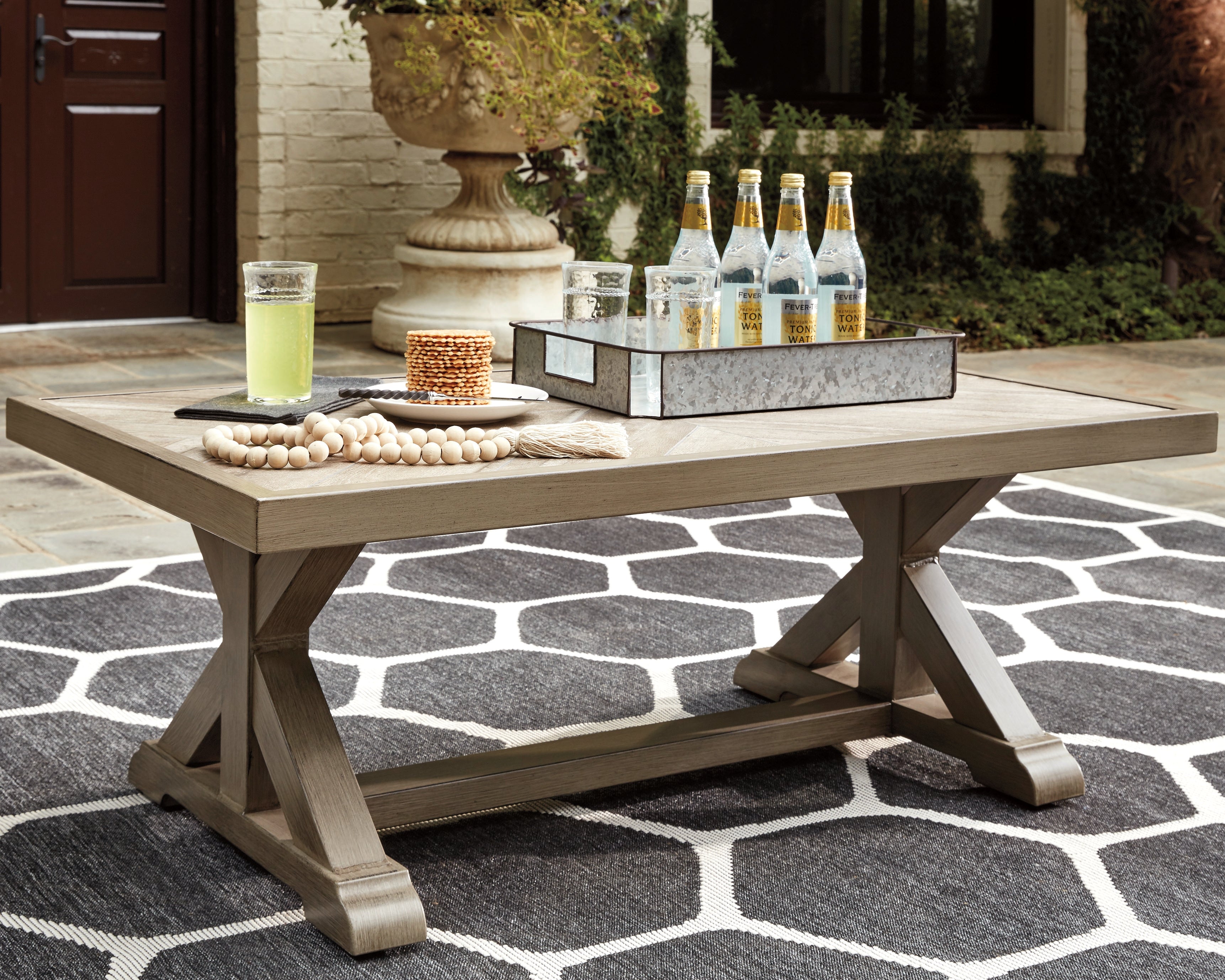 3 Brothers Decor - Ashley Furniture - Beachcroft Outdoor - Rectangular Cocktail Table / Beige - P791-701