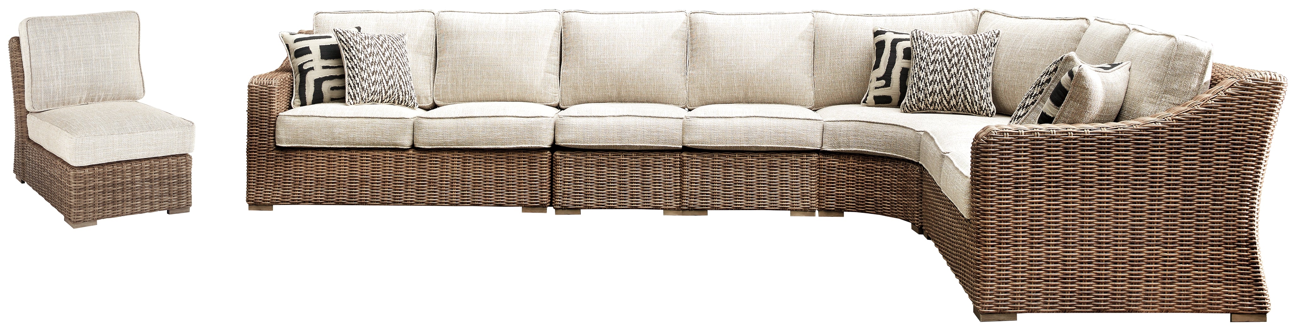 3 Brothers Decor - Ashley Furniture - Beachcroft Outdoor - 6-Piece Outdoor Seating Set / Beige - P791P11