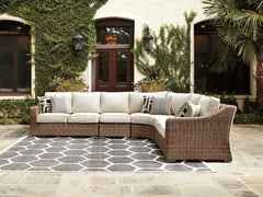 3 Brothers Decor - Ashley Furniture - Beachcroft Outdoor - 4-Piece Outdoor Seating Set / Beige - P791P7