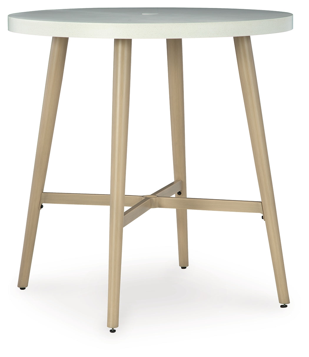 3 Brothers Decor - Ashley Furniture - Seton Creek Outdoor - Barstool with Cushion (Set of 2) / Beige/Gray - P798-130