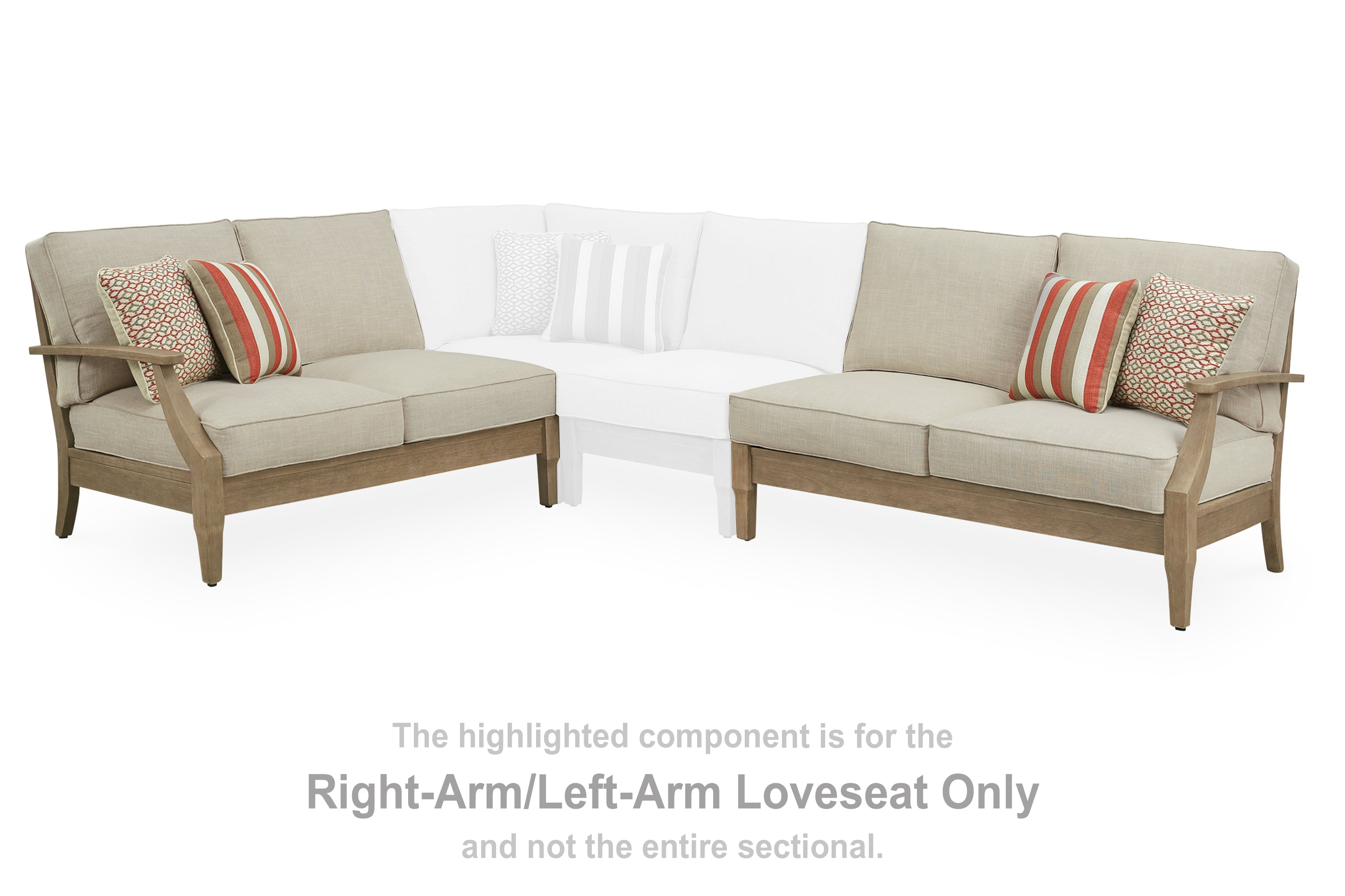 3 Brothers Decor - Ashley Furniture - Clare View Outdoor - RAF/LAF Loveseat w/CUSH (Set of 2) / Beige - P801-854