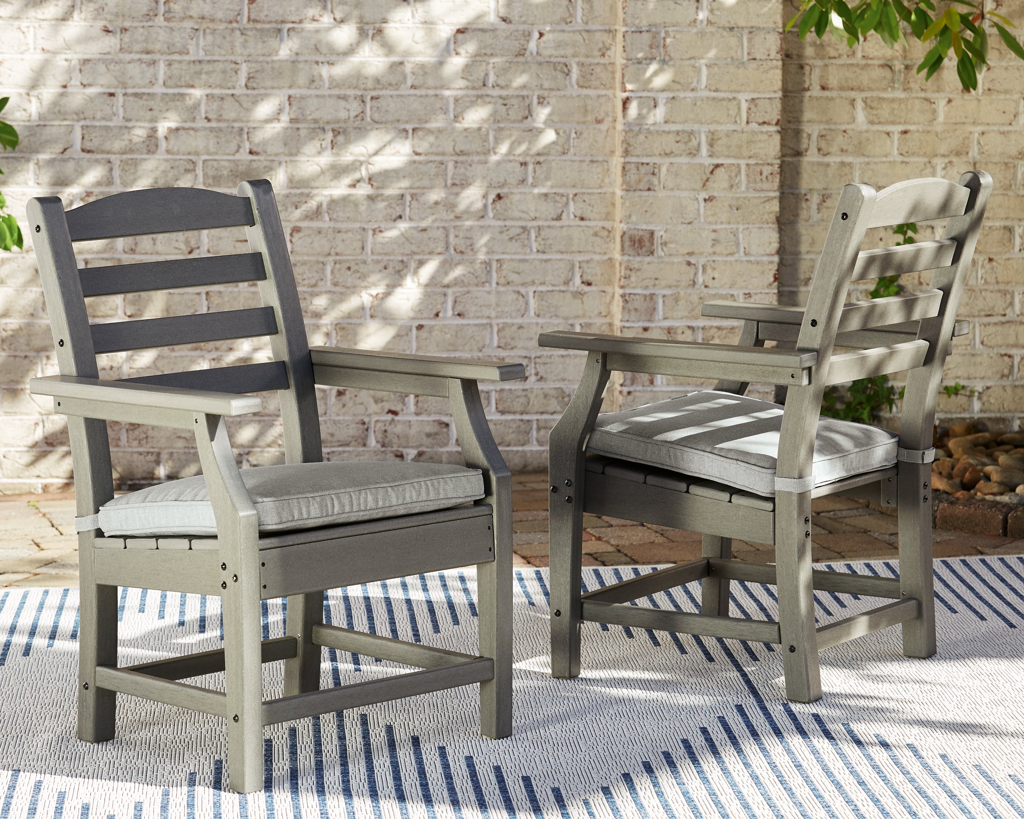 3 Brothers Decor - Ashley Furniture - Visola Outdoor - Arm Chair With Cushion (Set of 2) / Gray - P802-601A