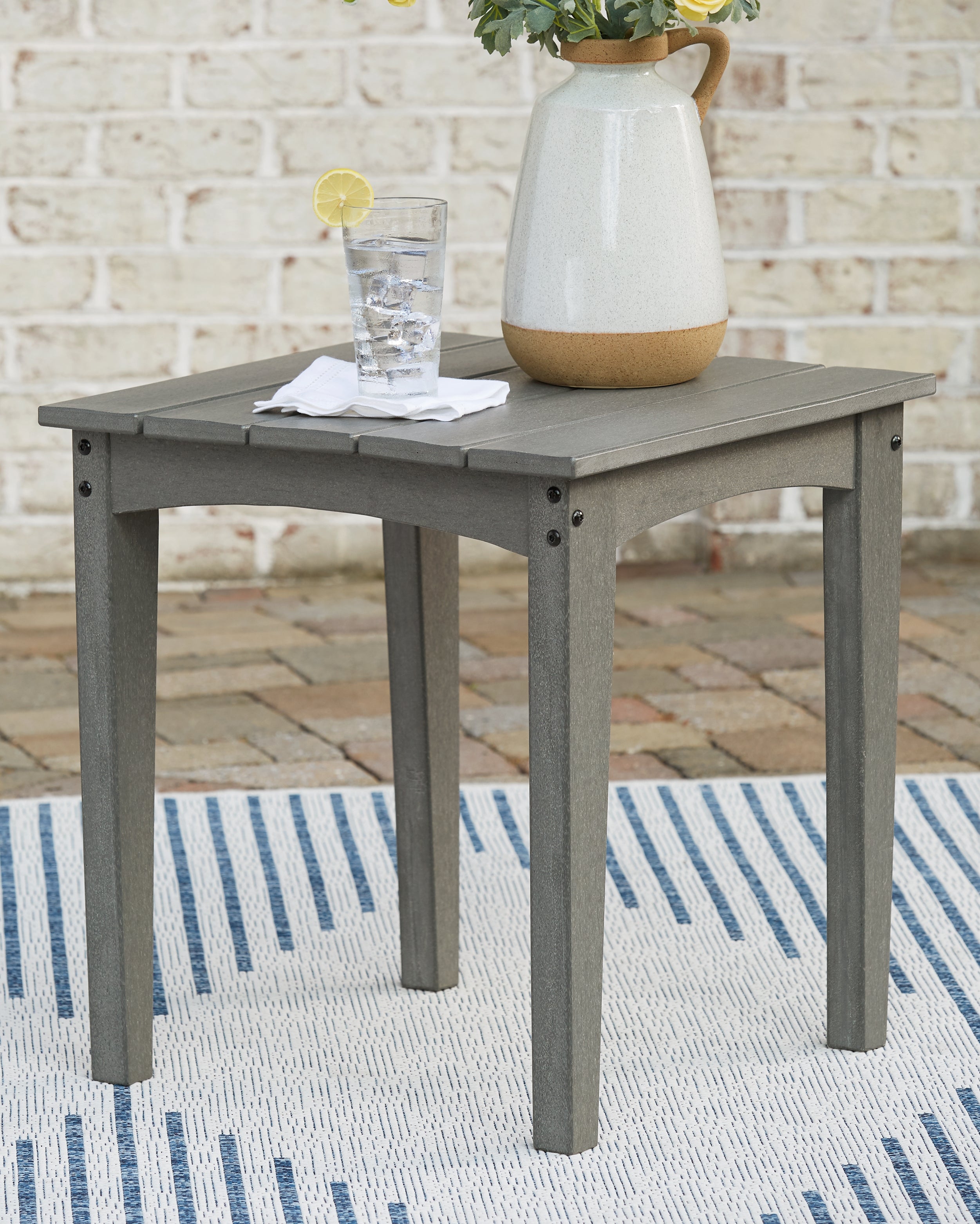 3 Brothers Decor - Ashley Furniture - Visola Outdoor - Square End Table / Gray - P802-702