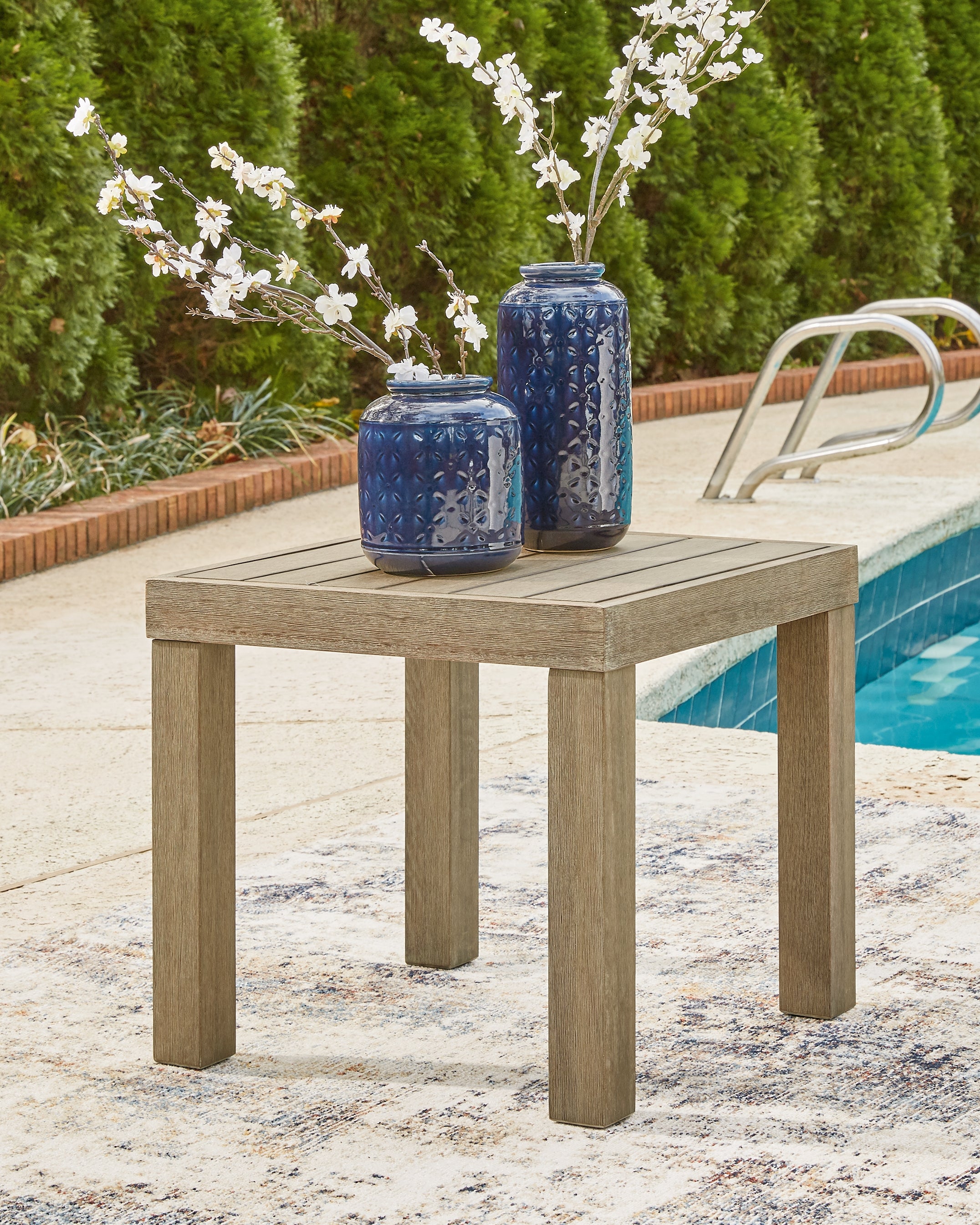 3 Brothers Decor - Ashley Furniture - Silo Point Outdoor - Square End Table / Brown - P804-702