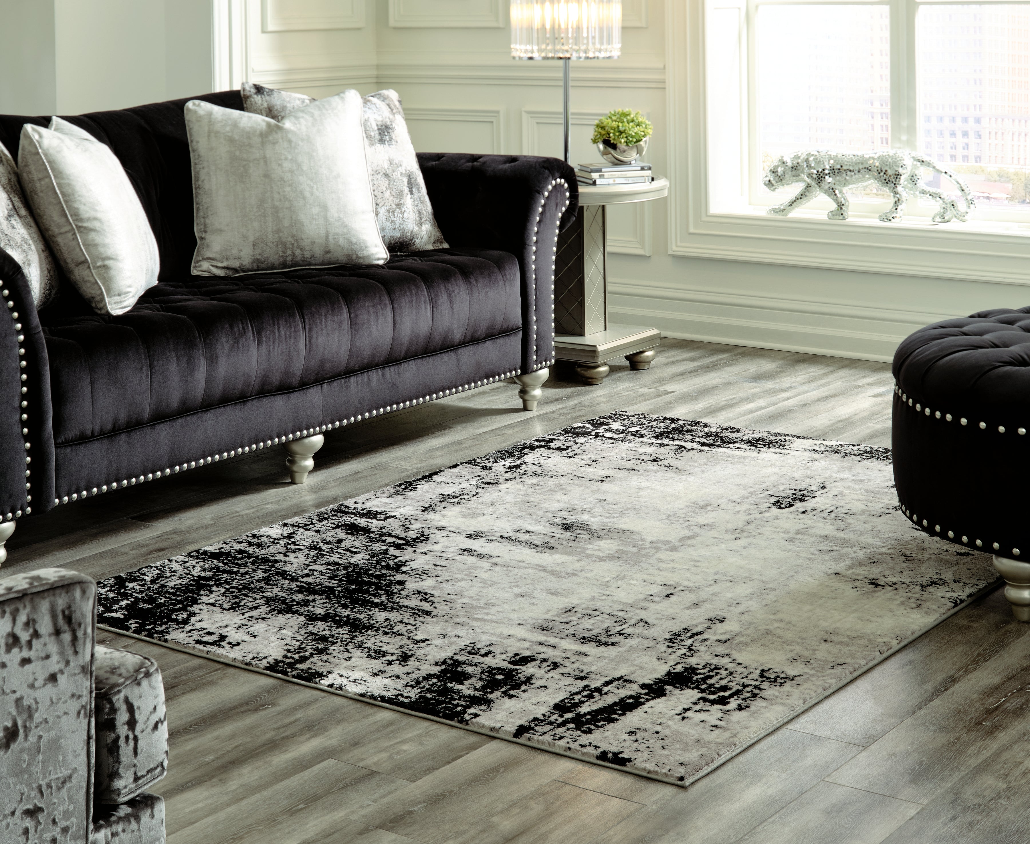 3 Brothers Decor - Ashley Furniture - Zekeman Rug - 7'10" x 10' Rug / Black/Cream/Gray - R404921