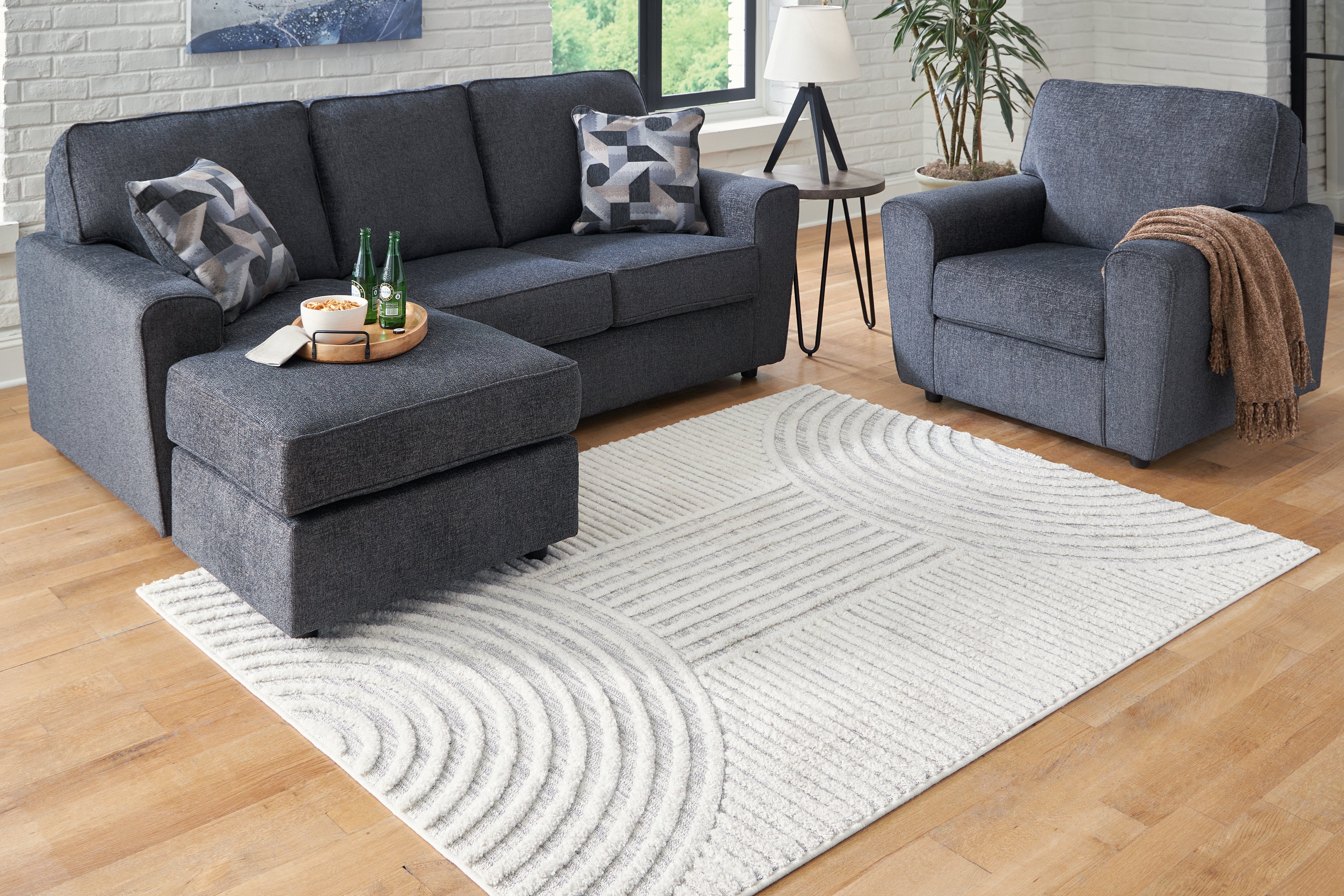 3 Brothers Decor - Ashley Furniture - Lambworth Rug - 7'10" x 10' Rug / Gray/Cream - R405341