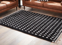 3 Brothers Decor - Ashley Furniture - Minston Rug - 8' x 10' Rug / Black/White - R405951