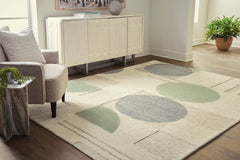 3 Brothers Decor - Ashley Furniture - Dallane Rug - 8' x 10' Rug / Linen/Blue/Green - R406351