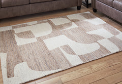 3 Brothers Decor - Ashley Furniture - Brynnfield Rug - 5' x 7' Rug / Beige/Brown - R406372