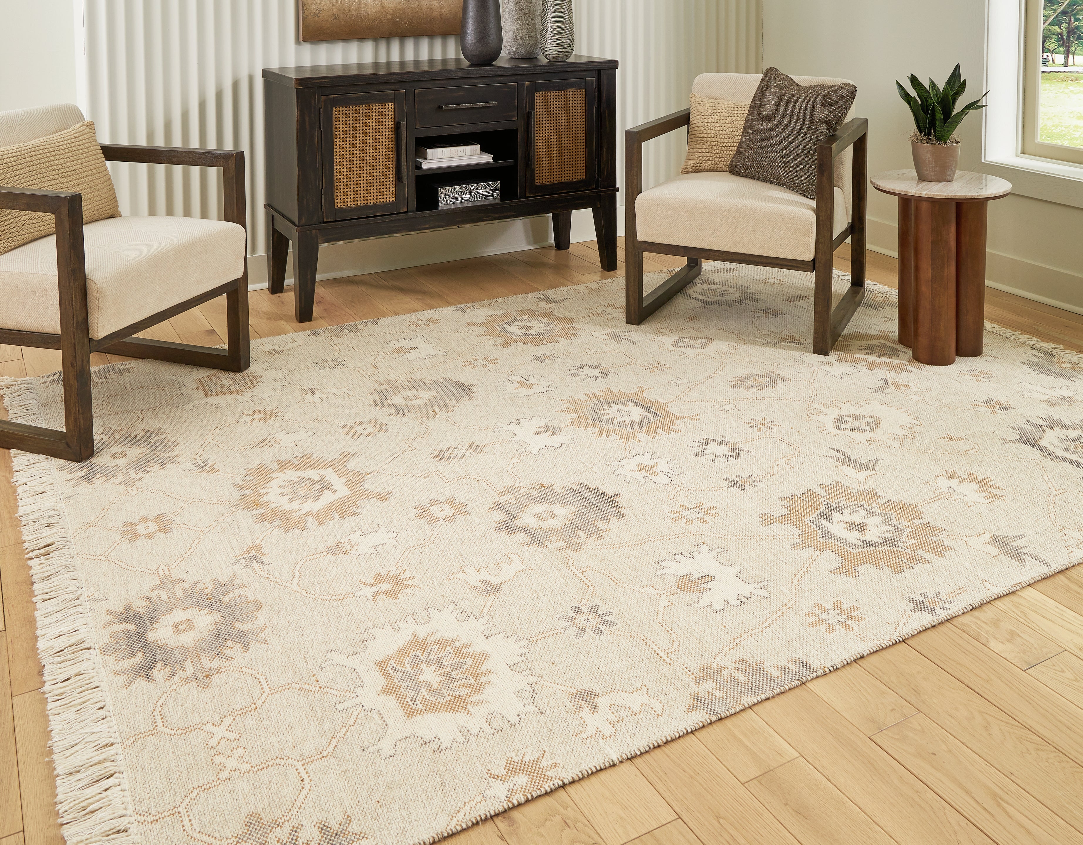 3 Brothers Decor - Ashley Furniture - Calkin Rug - 8' x 10' Rug / Linen/Gray/Caramel - R406391