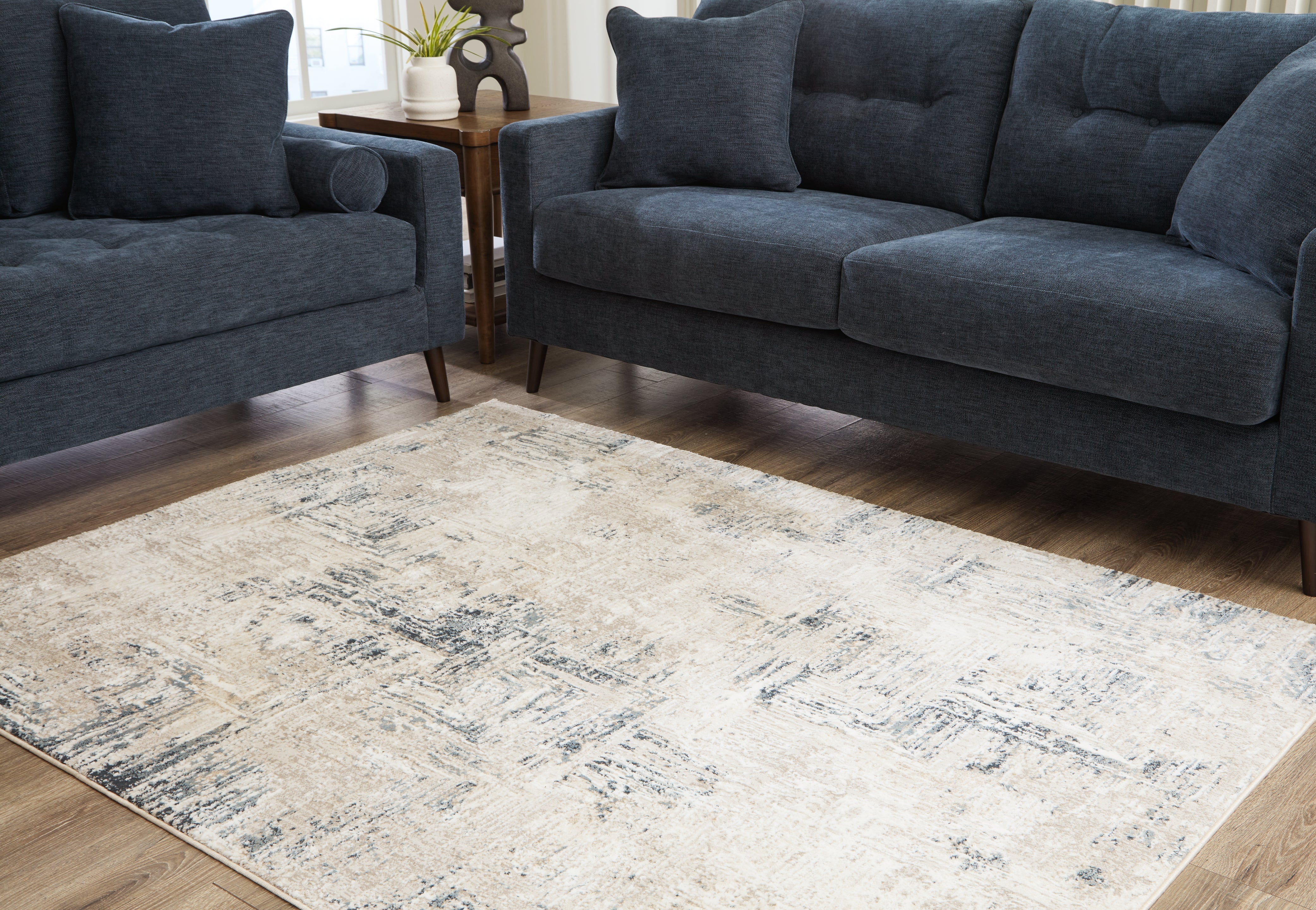 3 Brothers Decor - Ashley Furniture - Gentor Rug - 5' x 7' Rug / Blue/Ivory - R406522
