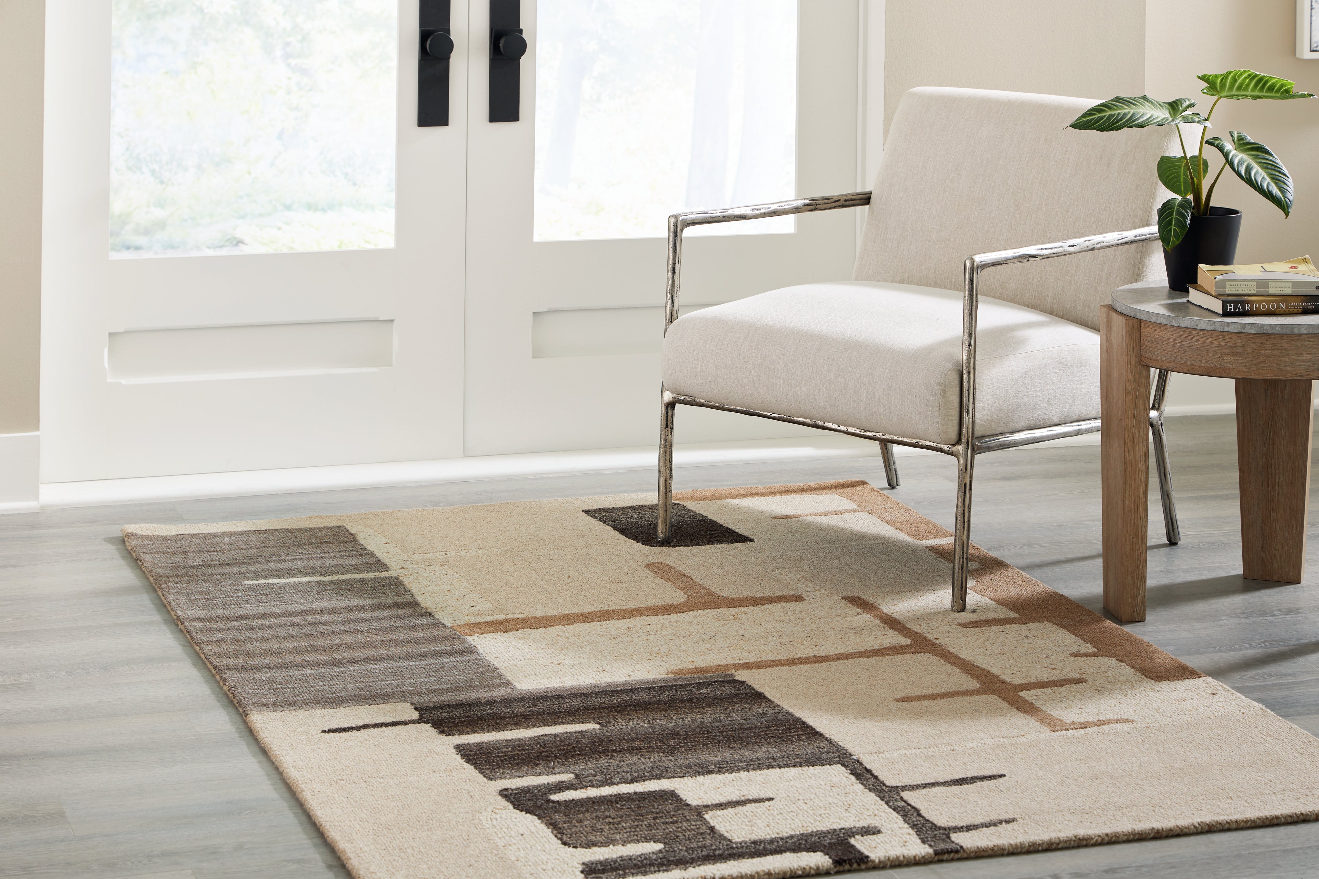 3 Brothers Decor - Ashley Furniture - Kencher Rug - 5' x 7' Rug / Beige/Brown - R406822