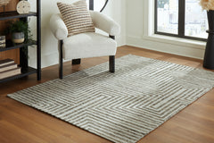 3 Brothers Decor - Ashley Furniture - Jossen Rug - 5' x 7' Rug / Ivory/Gray - R406832