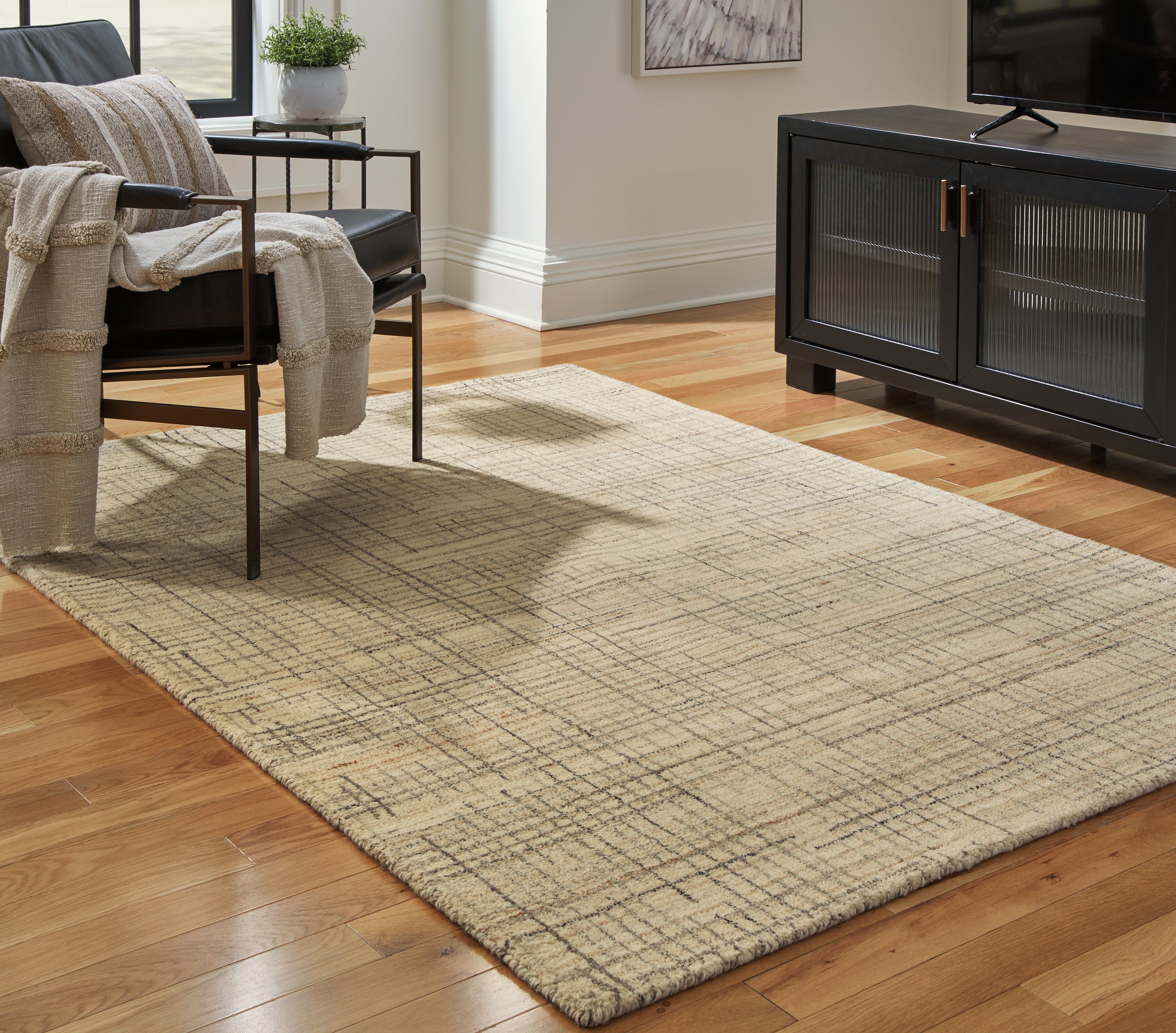 3 Brothers Decor - Ashley Furniture - Janston Rug - 5' x 7' Rug / Ivory/Gray/Tan - R406862