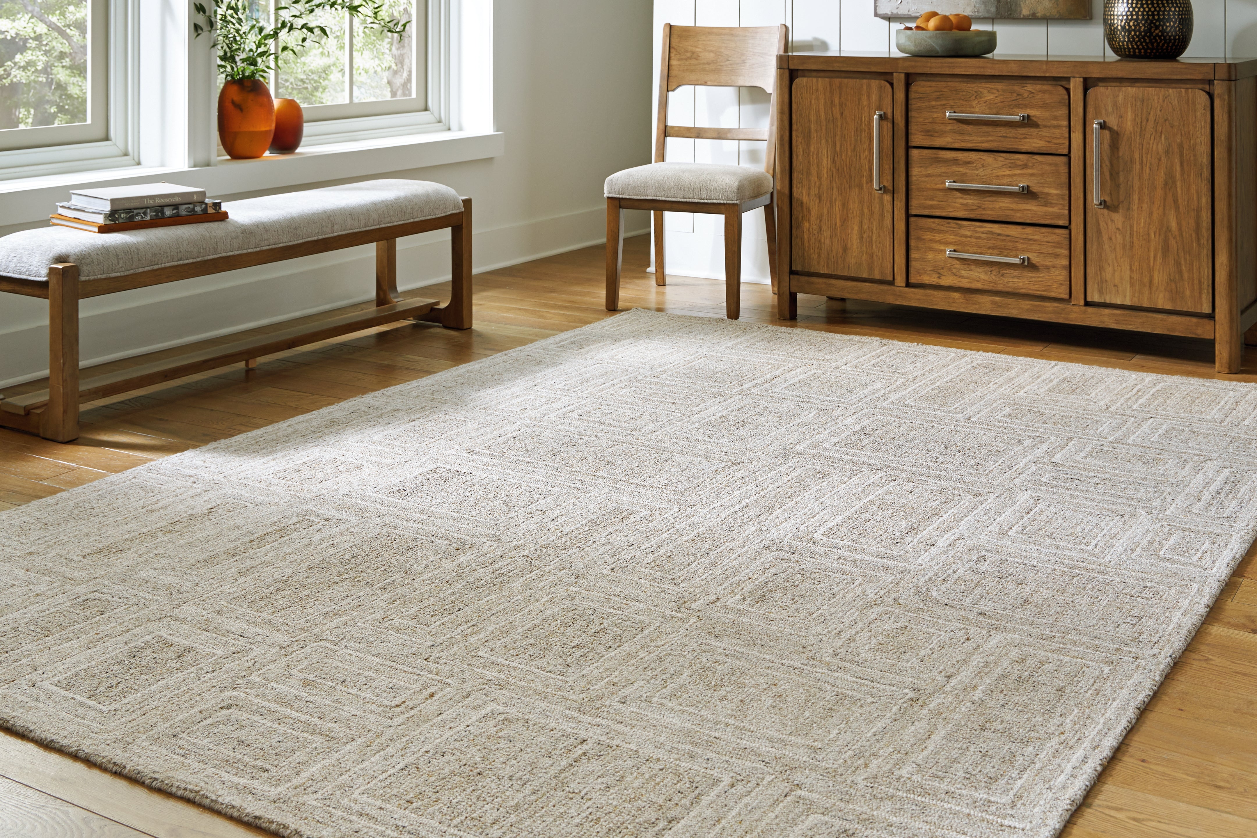 3 Brothers Decor - Ashley Furniture - Brickburgh Rug - 8' x 10' Rug / Gray/Ivory/Honey - R406901