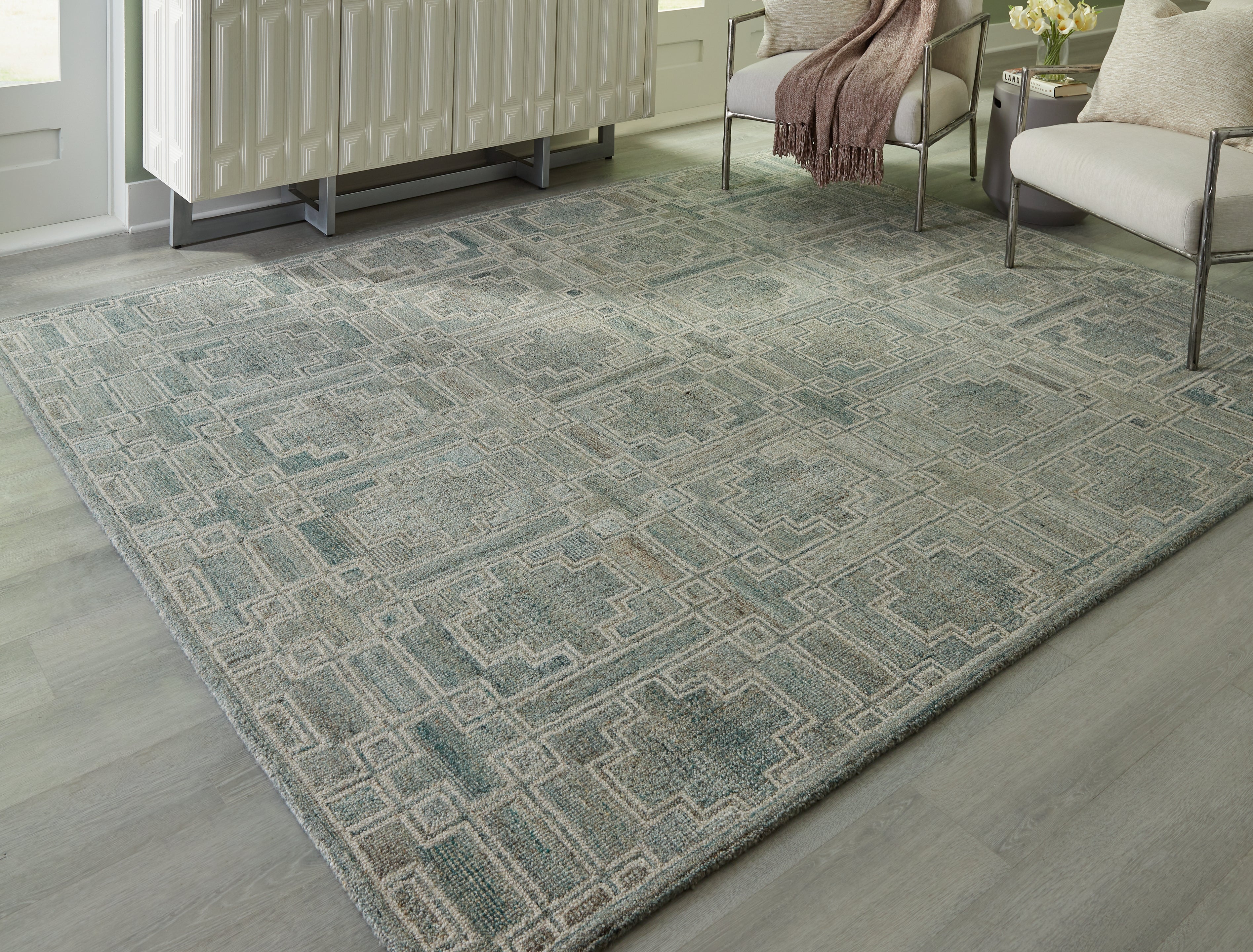 3 Brothers Decor - Ashley Furniture - Jossland Rug - 8' x 10' Rug / Green/Ivory - R406911