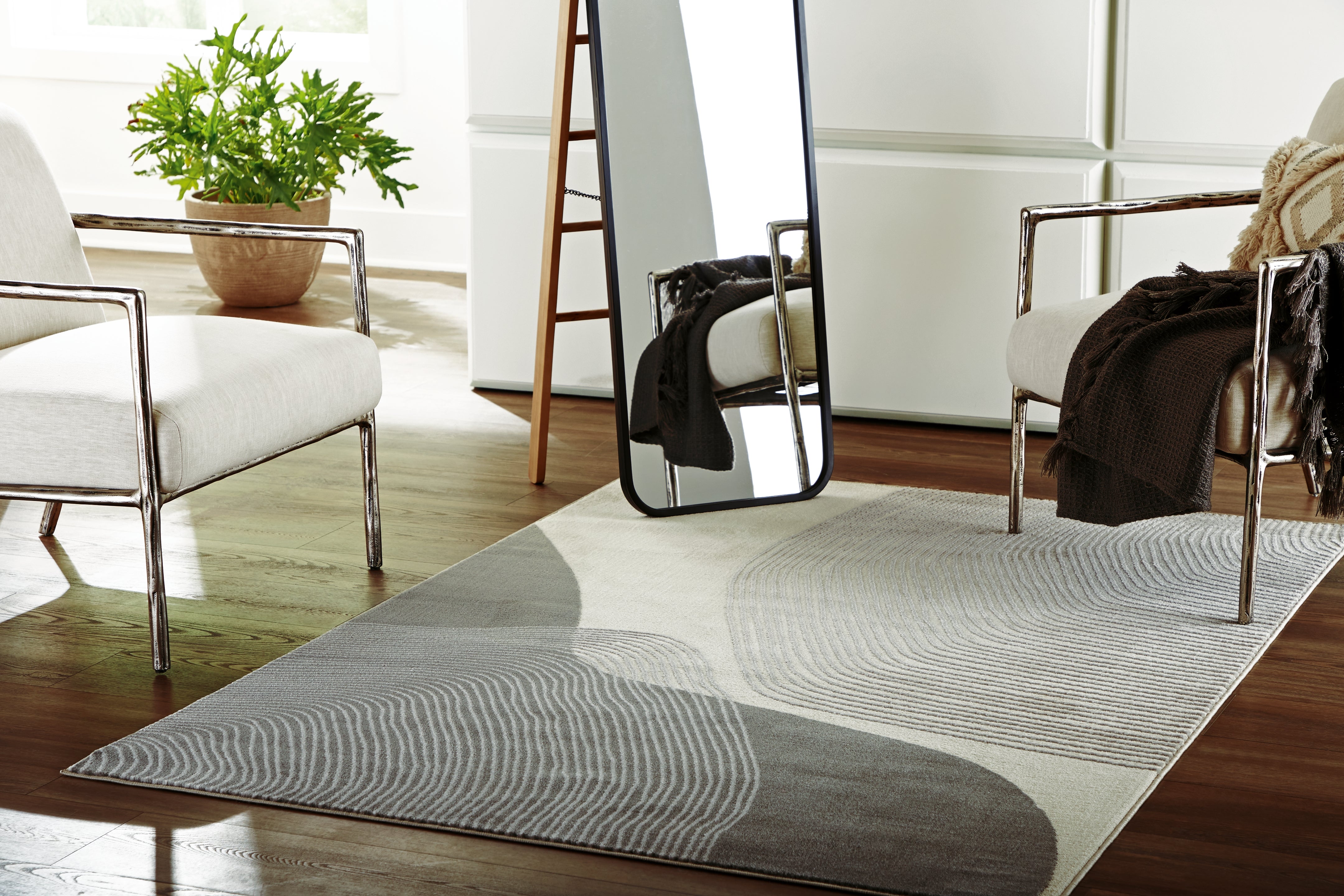 3 Brothers Decor - Ashley Furniture - Winderburg Rug - 5' x 7' Rug / Gray/Ivory - R406952