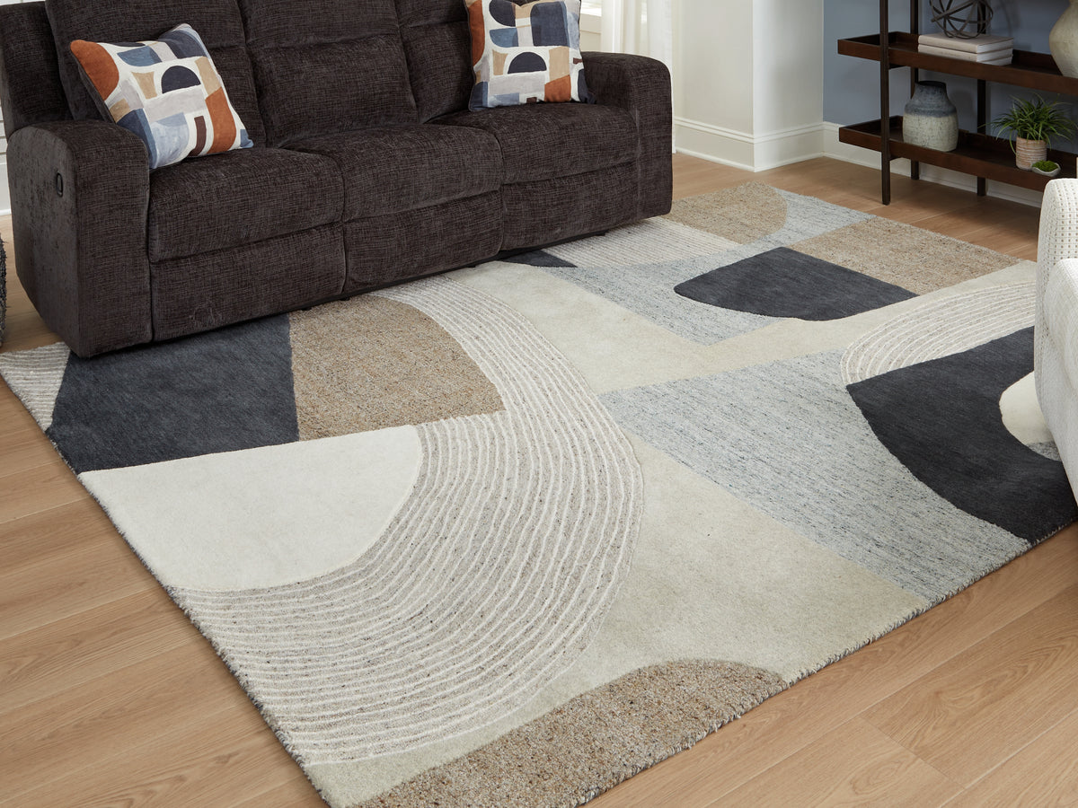 3 Brothers Decor - Ashley Furniture - Edrickhill Rug - 8' x 10' Rug / Grayish Teal/Taupe/Cream - R407121