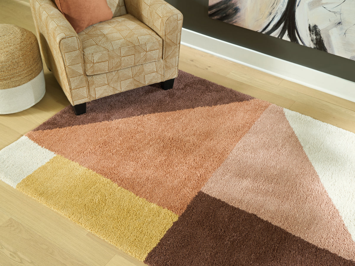 3 Brothers Decor - Ashley Furniture - Gailmore Rug - 5' x 7' Rug / Cream/Pink/Ocher - R407172