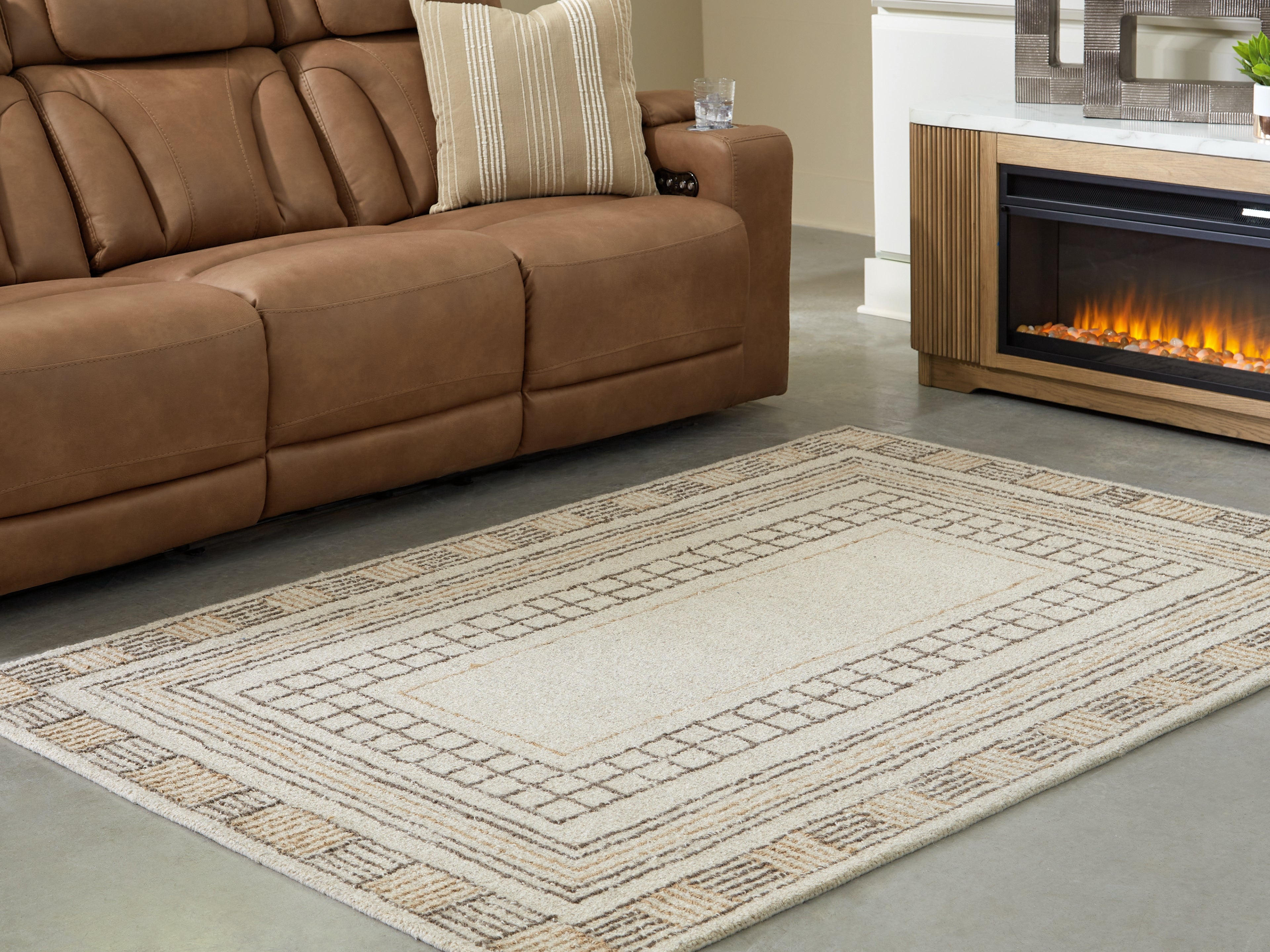 3 Brothers Decor - Ashley Furniture - Idaman Rug - Medium Rug / Taupe/Brown - R407292