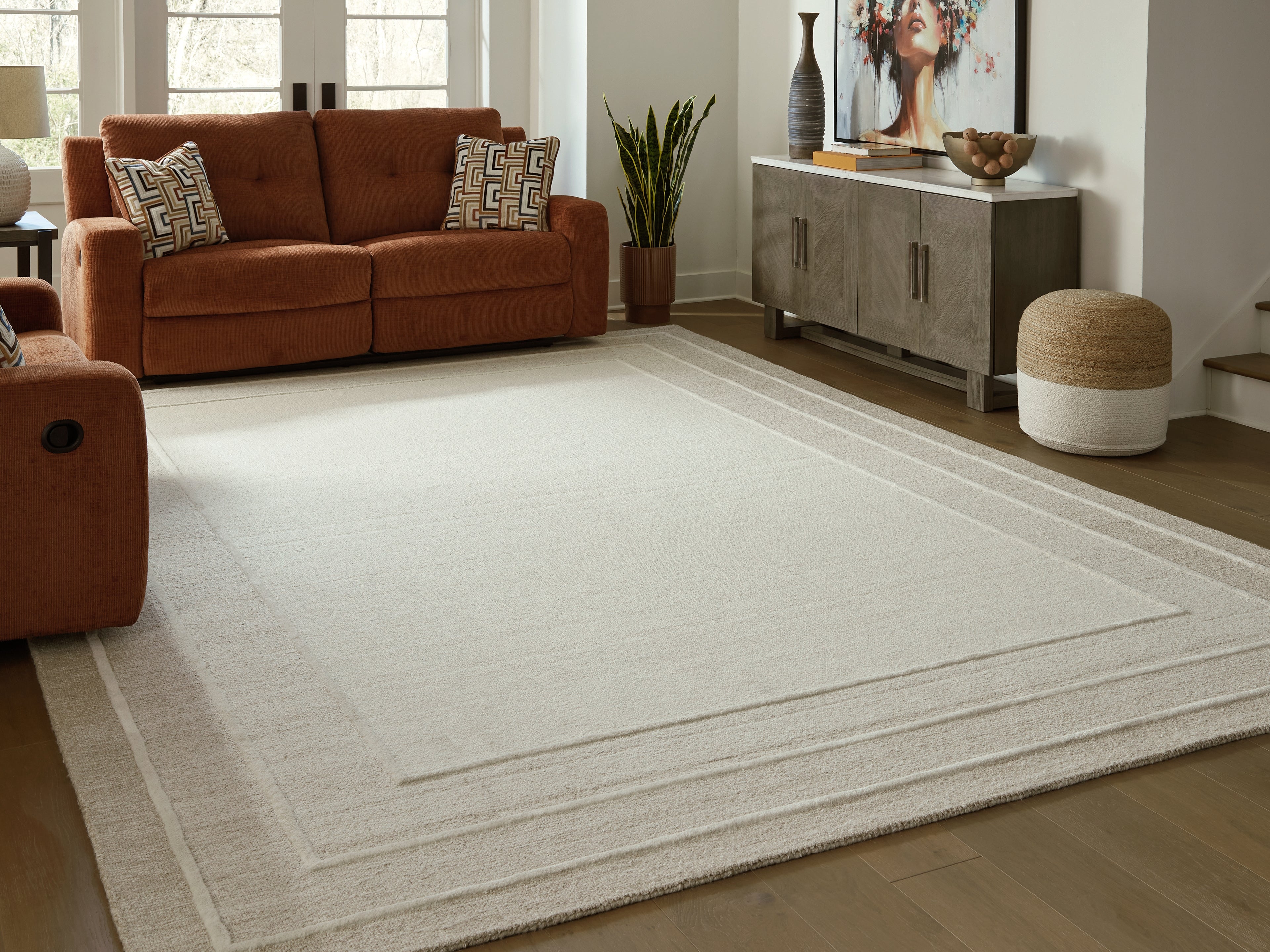 3 Brothers Decor - Ashley Furniture - Teelgan Rug - Extra Large Rug / Ivory/Tan - R407310