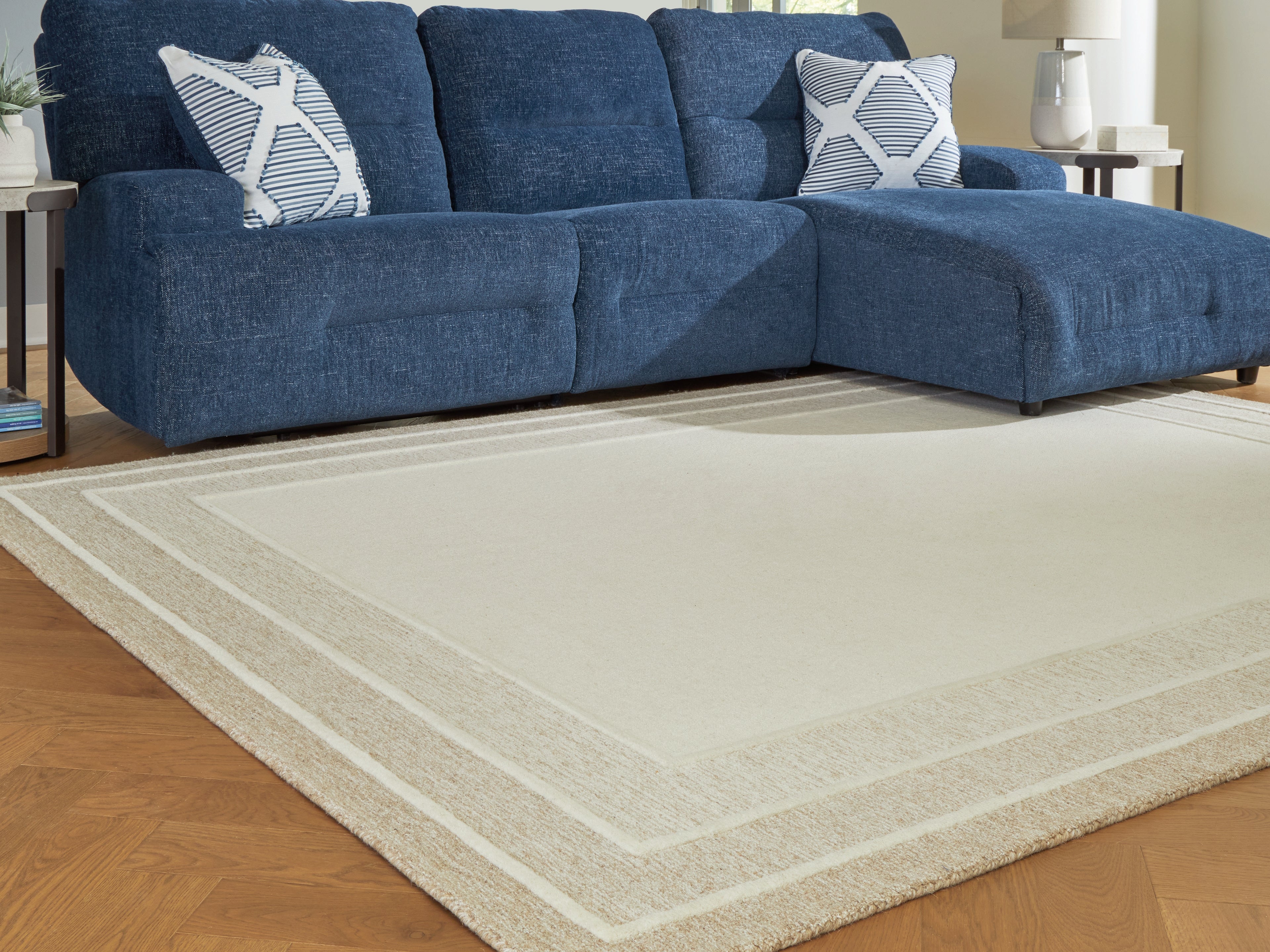 3 Brothers Decor - Ashley Furniture - Teelgan Rug - Large Rug / Ivory/Tan - R407311