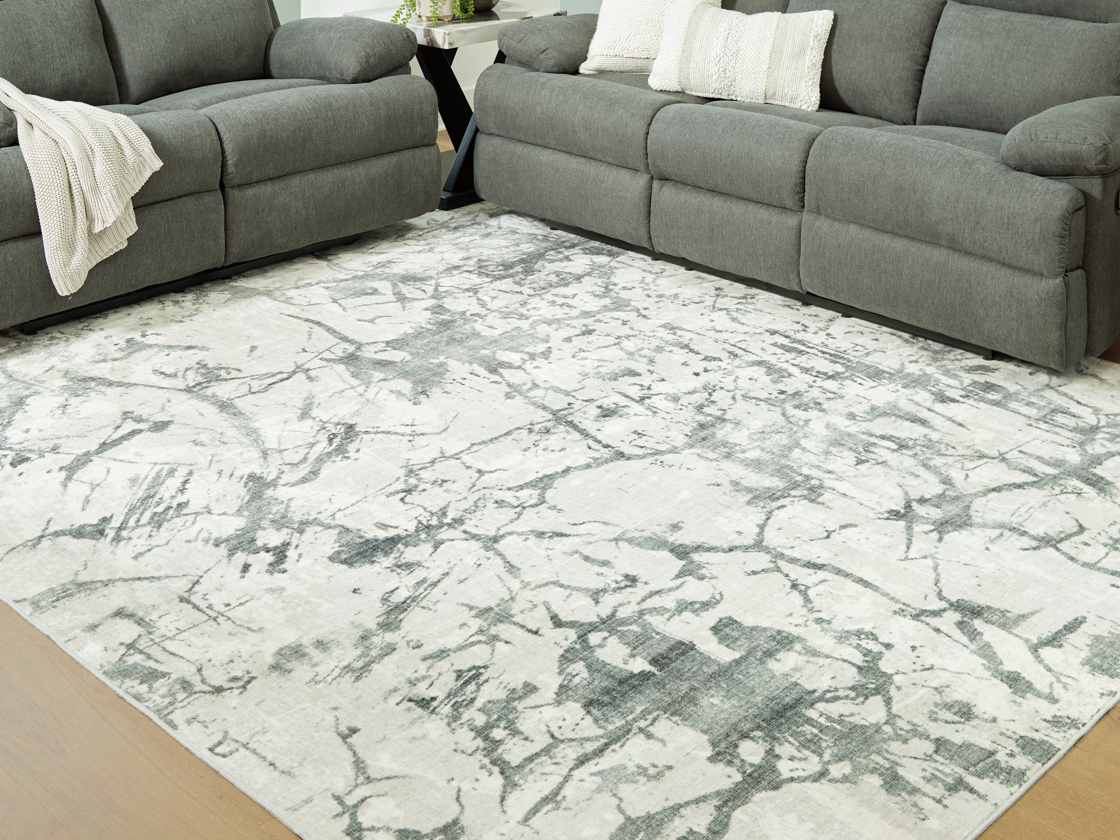 3 Brothers Decor - Ashley Furniture - Tobinbury Rug - Washable 8' x 10' Area Rug / Gray - R407421