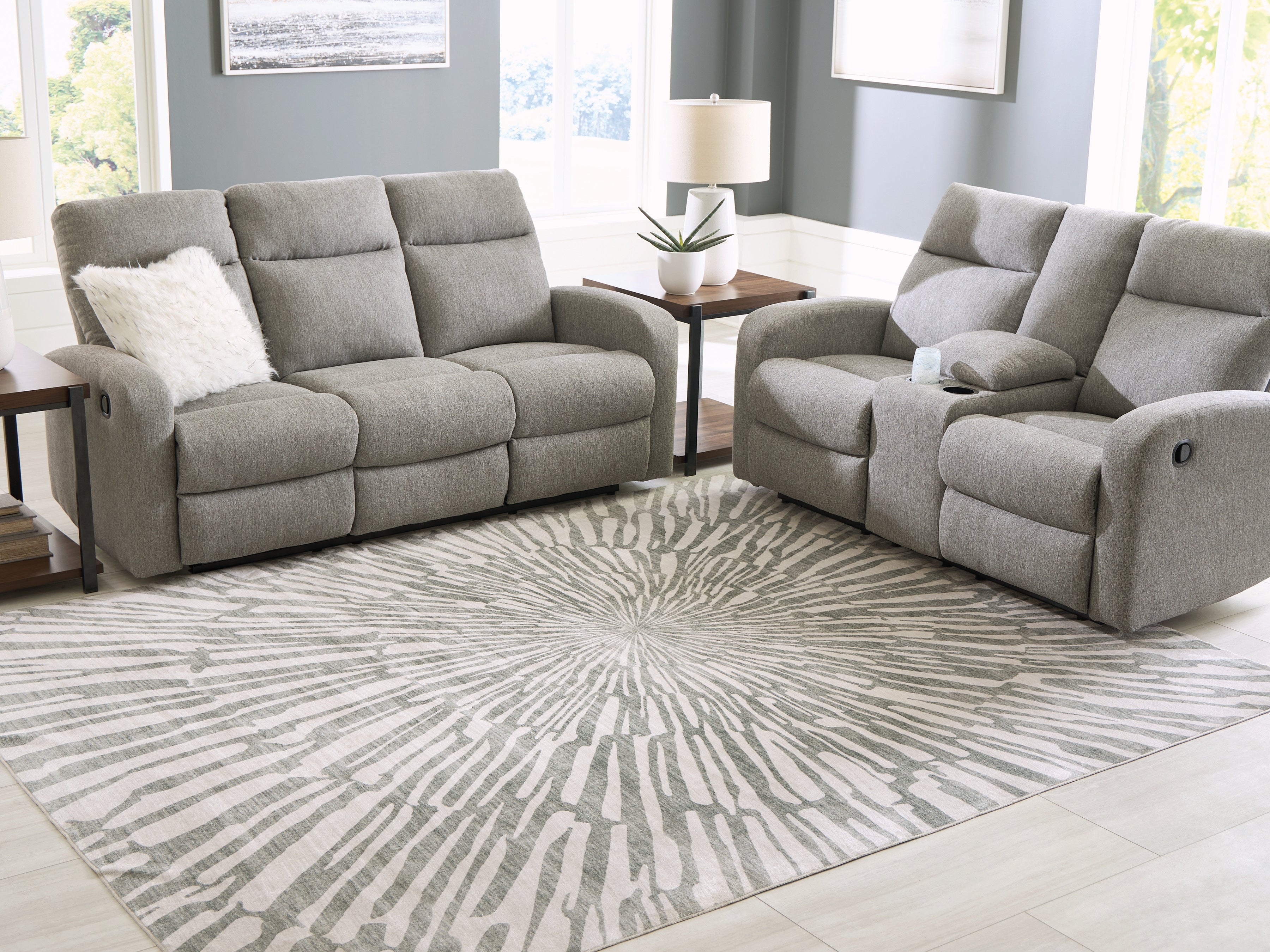 3 Brothers Decor - Ashley Furniture - Verland Rug - Washable 7'6" x 9'6" Area Rug / Gray/White - R407431