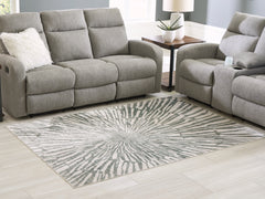 3 Brothers Decor - Ashley Furniture - Verland Rug - Washable 5' x 7' Area Rug / Gray/White - R407432
