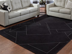3 Brothers Decor - Ashley Furniture - Marav Rug - 7'8" x 10' Area Rug / Black/White - R407531