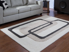 3 Brothers Decor - Ashley Furniture - Davismour Rug - 5' x 7' Area Rug / Ivory/Taupe/Charcoal - R407562