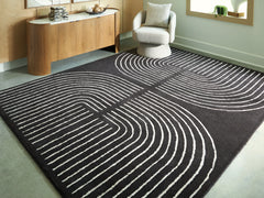 3 Brothers Decor - Ashley Furniture - Eldonmore Rug - 7'8" x 10' Area Rug / Black/Ivory - R407571