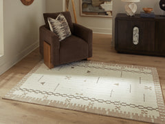 3 Brothers Decor - Ashley Furniture - Dot Rug - 5' x 7' Area Rug / Cream/Brown/Taupe - R407652