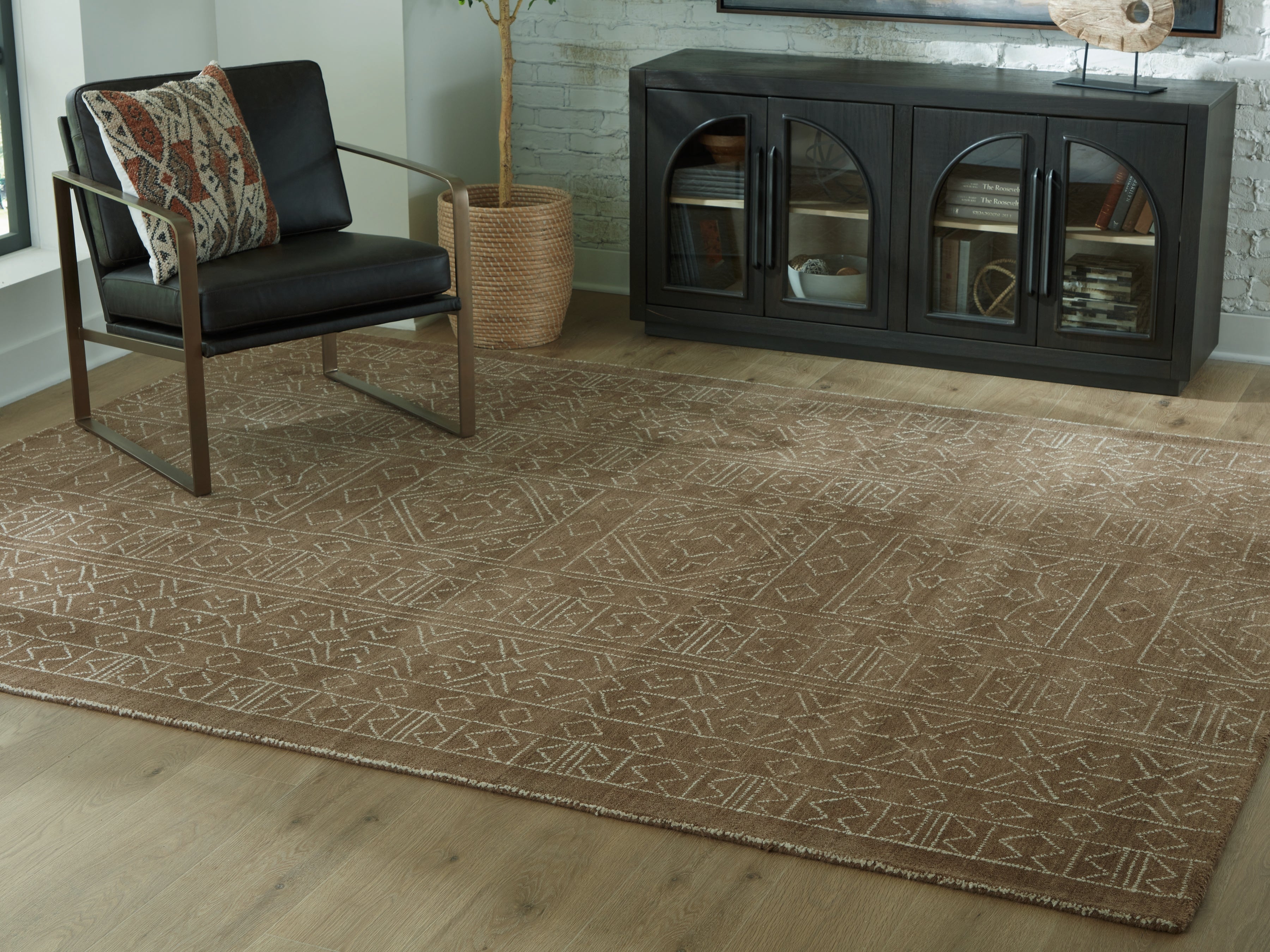 3 Brothers Decor - Ashley Furniture - Merrittman Rug - 7'8" x 10' Area Rug / Brown/Ivory - R407701