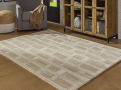 3 Brothers Decor - Ashley Furniture - Lisgrove Rug - 5' x 7' Area Rug / Tan/Brown/White - R407712