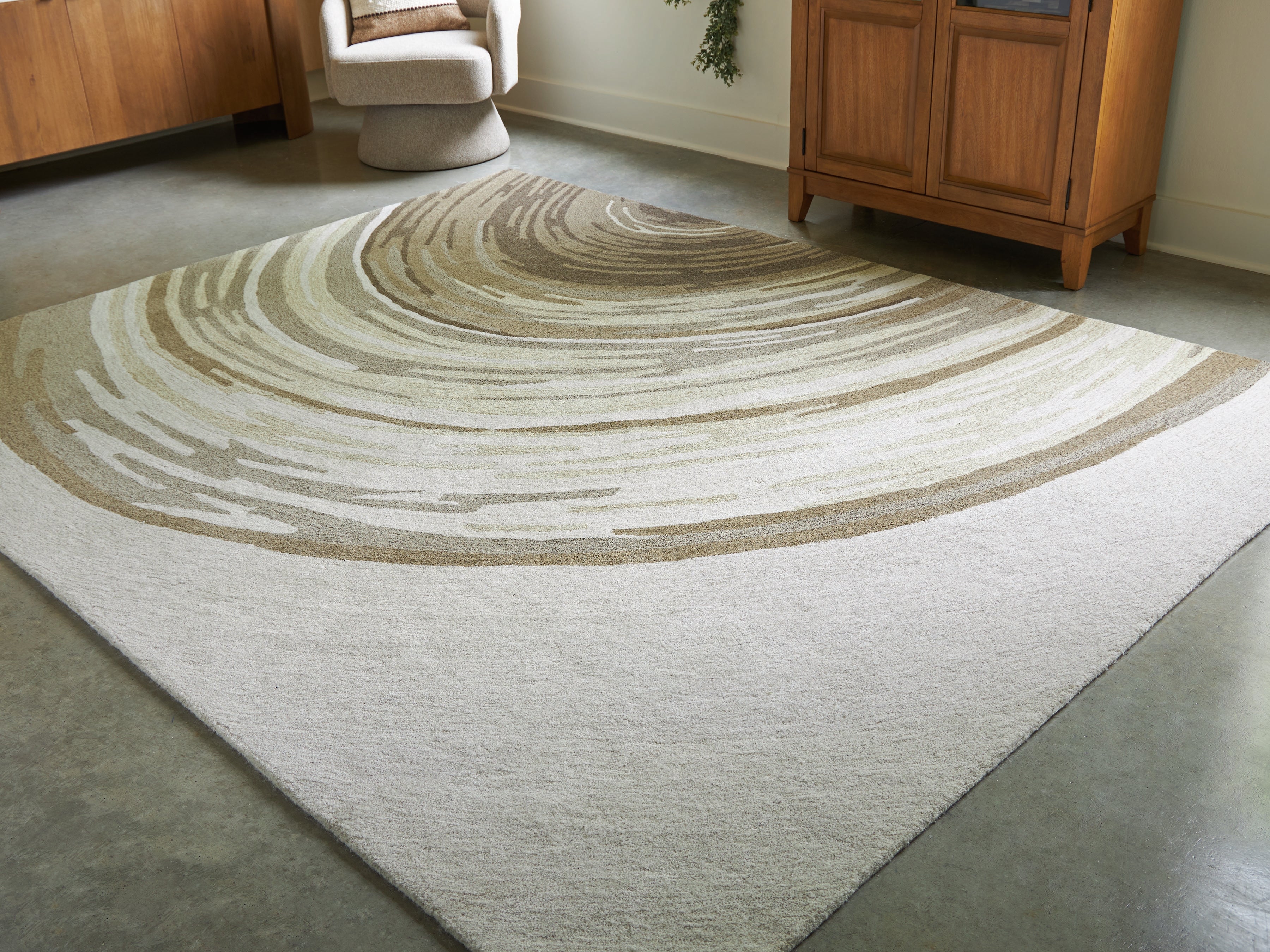 3 Brothers Decor - Ashley Furniture - Rizwana Rug - 7'6" x 10' Area Rug / Ivory/Brown/Gray - R407761