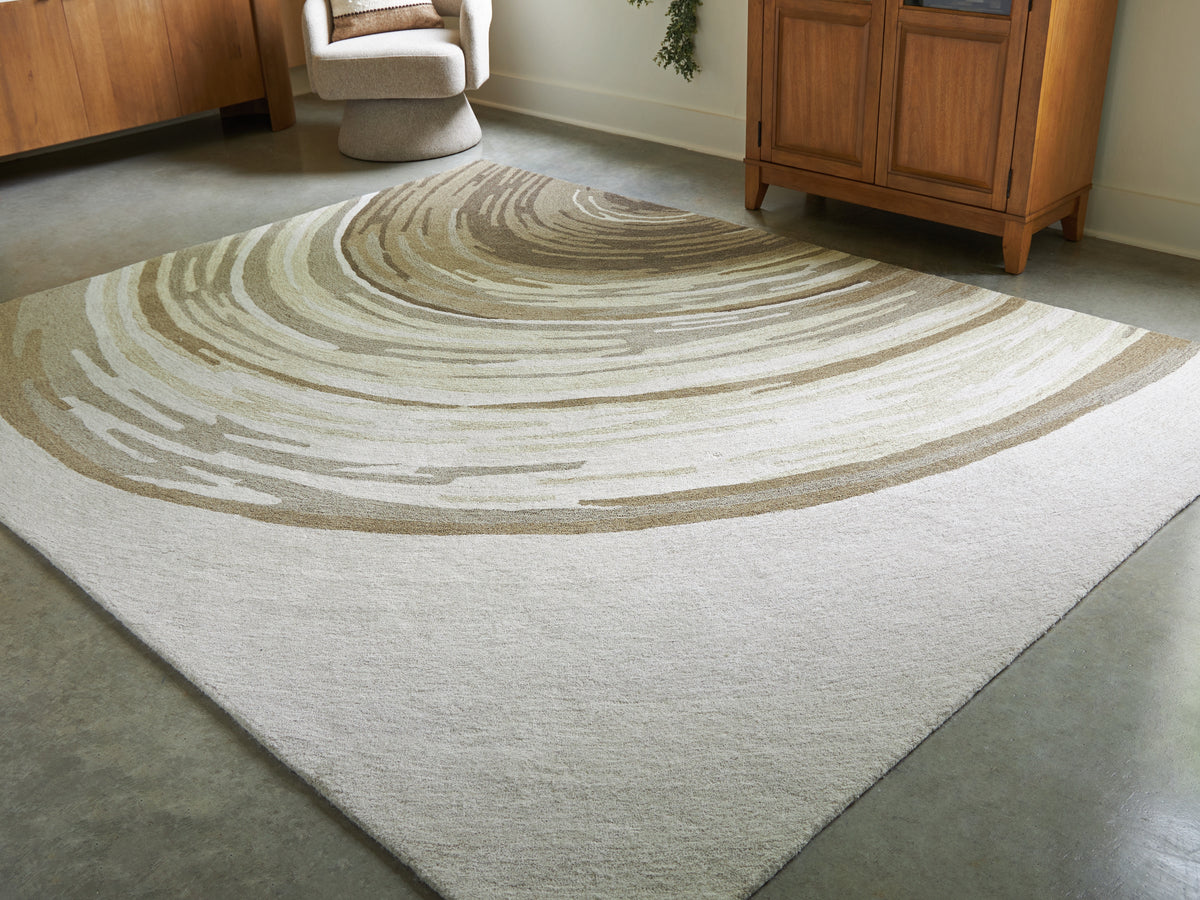 3 Brothers Decor - Ashley Furniture - Rizwana Rug - 7'6" x 10' Area Rug / Ivory/Brown/Gray - R407761