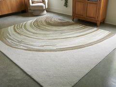 3 Brothers Decor - Ashley Furniture - Rizwana Rug - 7'6" x 10' Area Rug / Ivory/Brown/Gray - R407761
