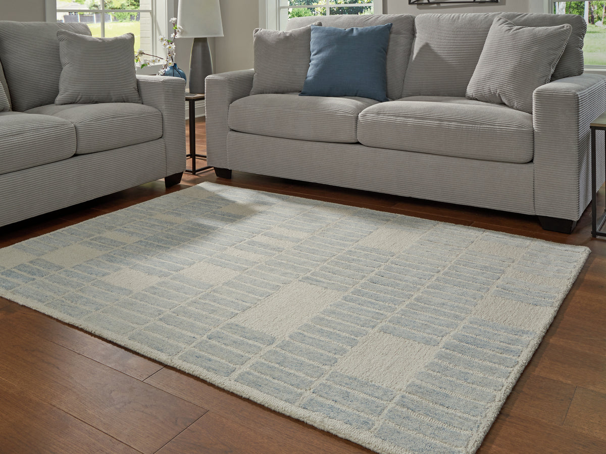 3 Brothers Decor - Ashley Furniture - Dylanton Rug - 5' x 7' Area Rug / Ivory/Blue - R407812