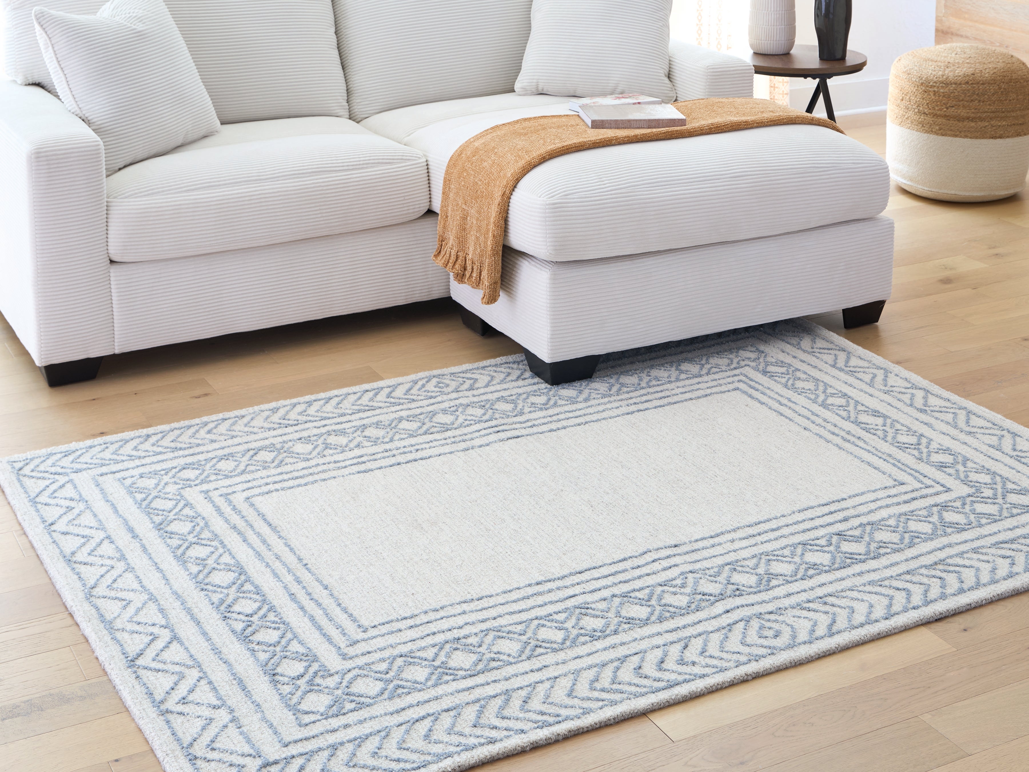 3 Brothers Decor - Ashley Furniture - Azelhurst Rug - 5' x 7' Area Rug / Blue/Ivory/Gray - R407852