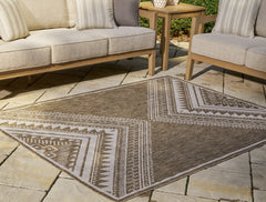 3 Brothers Decor - Ashley Furniture - Dunsler Rug - 8' x 10' Rug / Brown/Cream - R900011