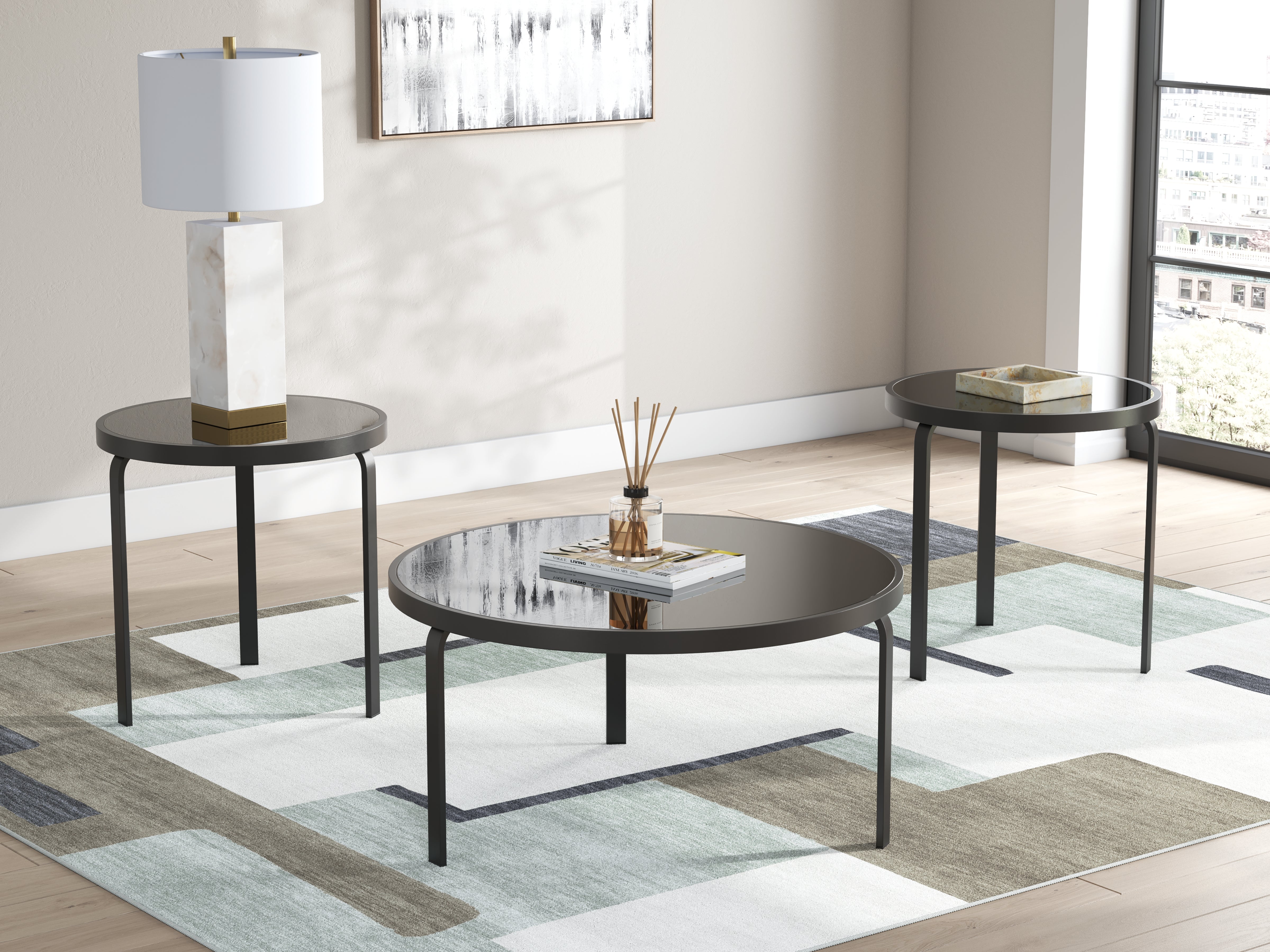 3 Brothers Decor - Ashley Furniture - Dorylin Table (Set of 3) - Occasional Table Set (3/CN) / Black - T139-13
